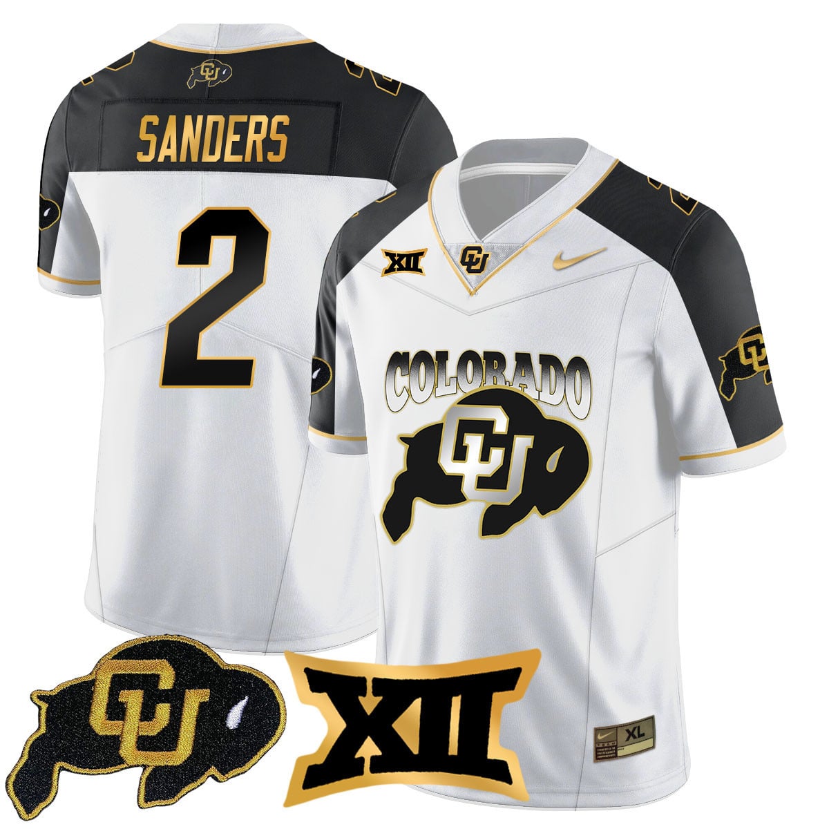 Men’s Colorado Buffaloes 2024 Vapor Limited Gold Jersey N1 – All Stitched