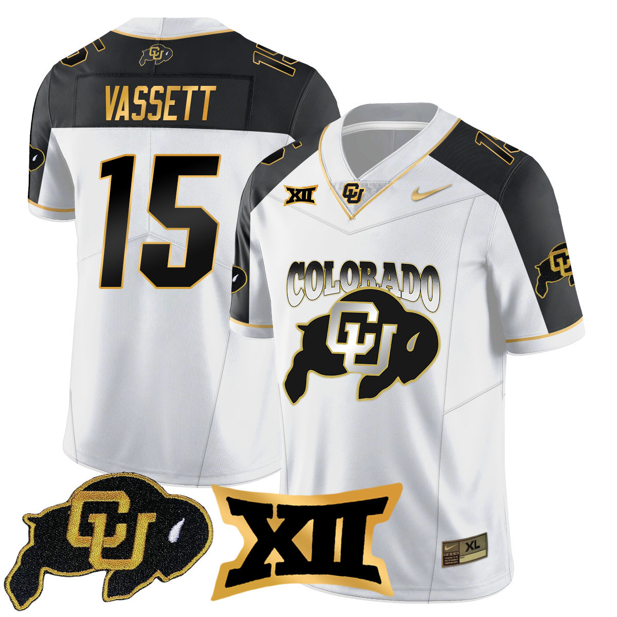 Men’s Colorado Buffaloes 2024 Vapor Limited Gold Jersey N1 – All Stitched