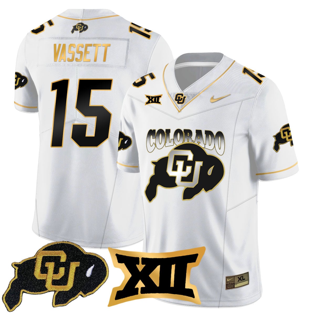 Men’s Colorado Buffaloes 2024 Vapor Limited Gold Jersey N1 – All Stitched