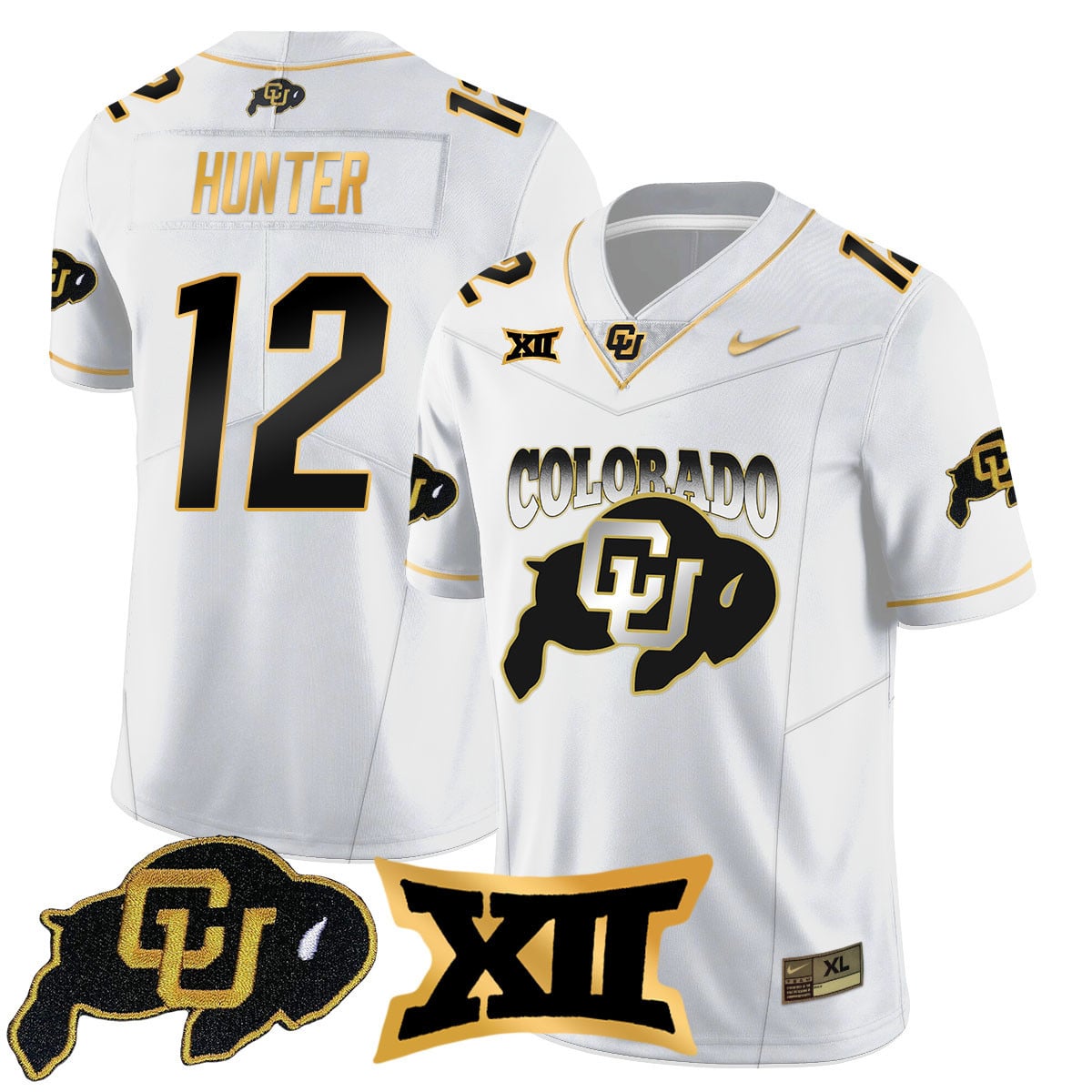 Men’s Colorado Buffaloes 2024 Vapor Limited Gold Jersey N1 – All Stitched