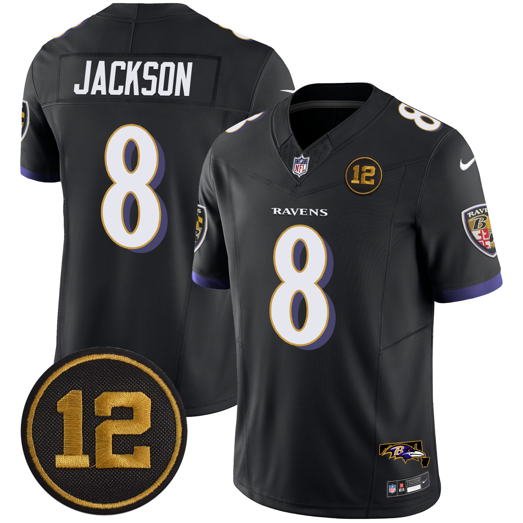 Men’s Ravens Jacoby Jones Patch Vapor Limited Jersey – All Stitched