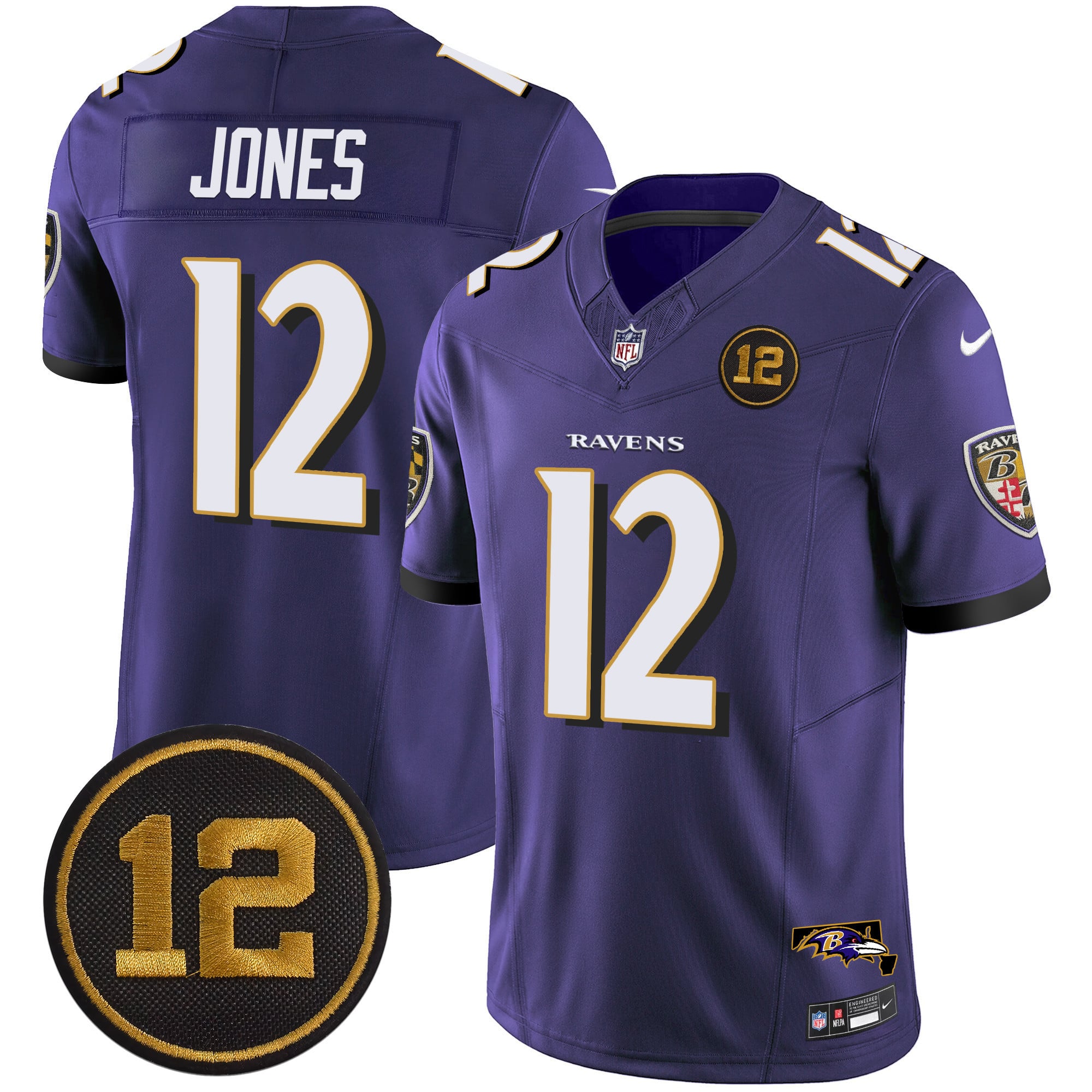 Men’s Ravens Jacoby Jones Patch Vapor Limited Jersey – All Stitched