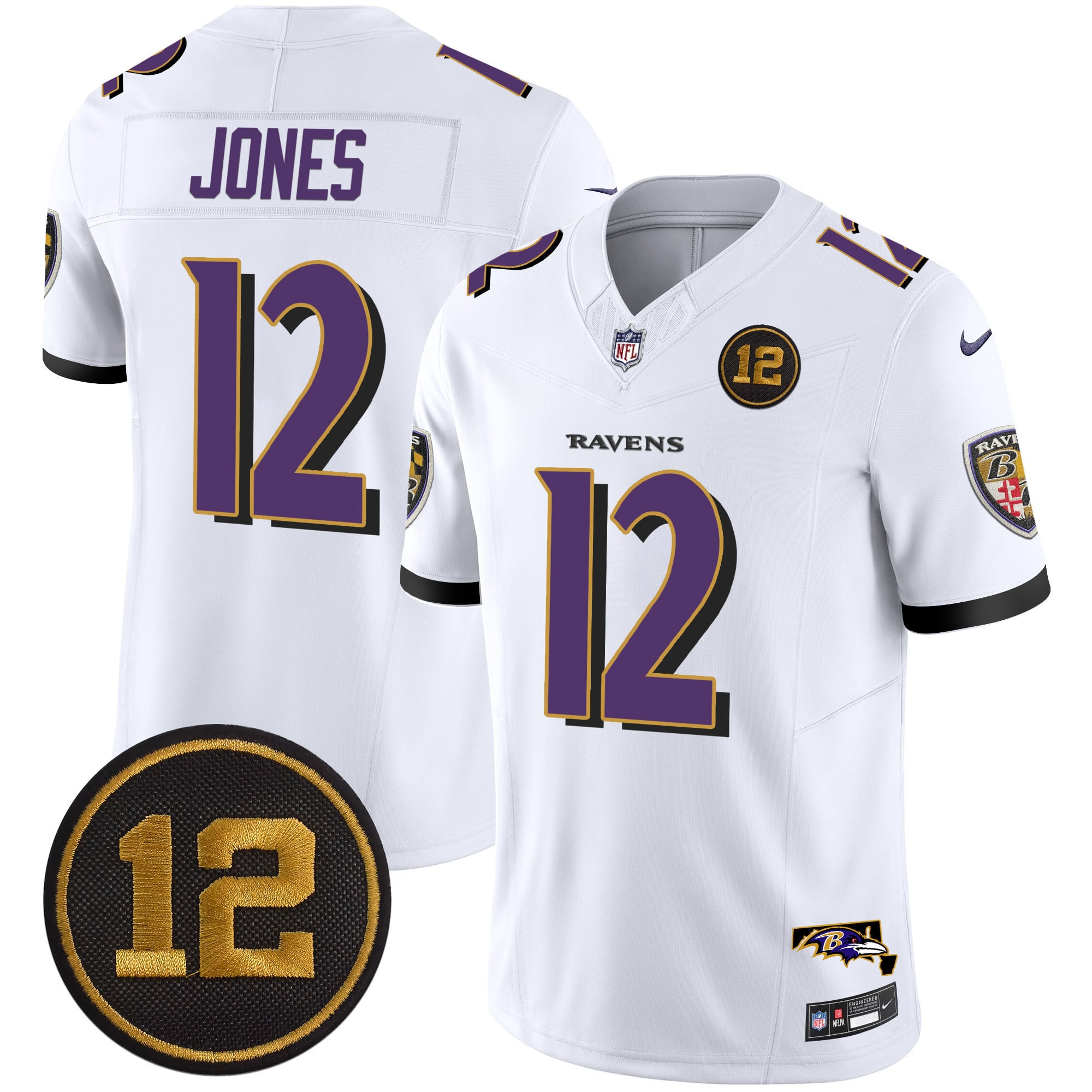 Men’s Ravens Jacoby Jones Patch Vapor Limited Jersey – All Stitched