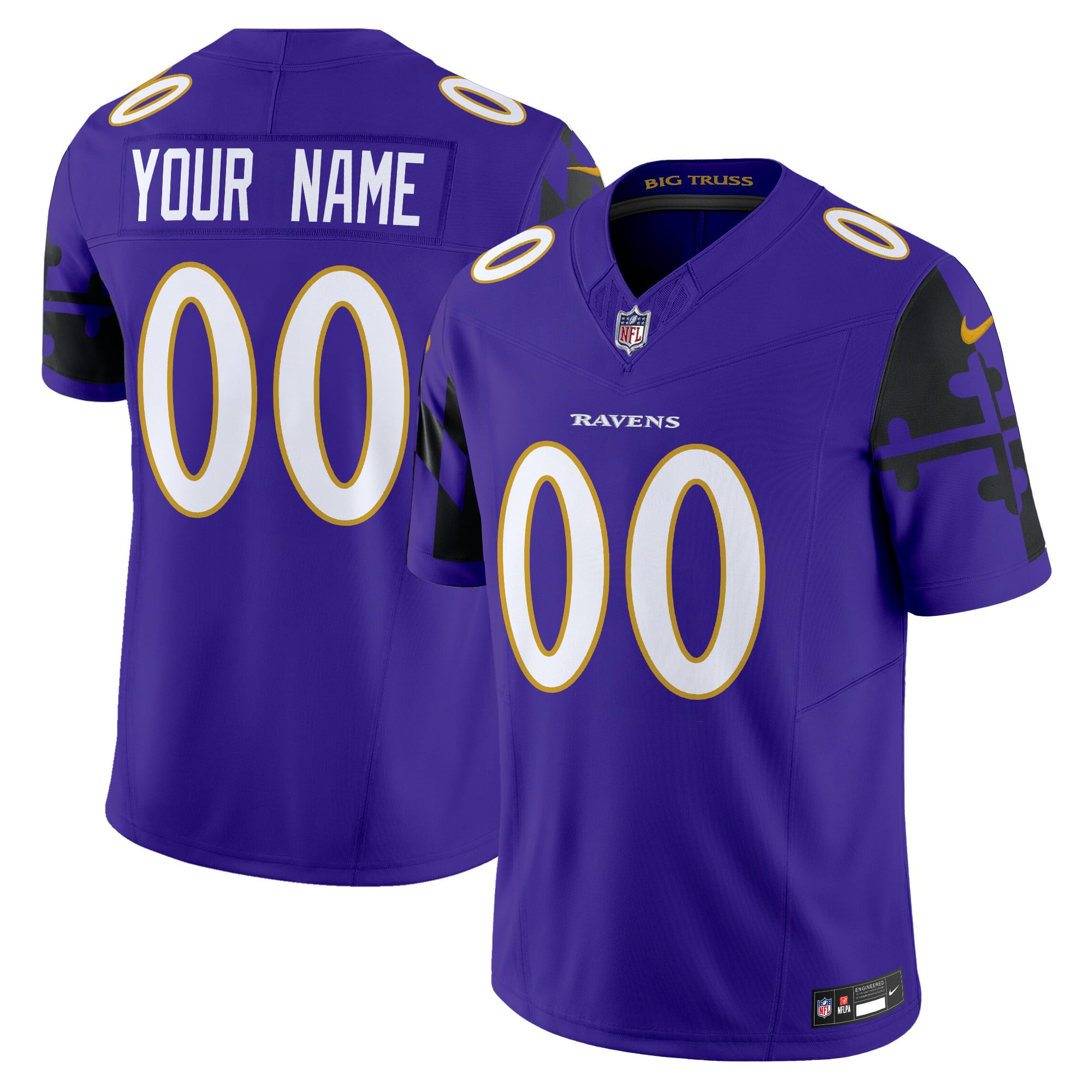 Ravens Baltimore Flag Vapor Limited Custom Jersey – All Stitched
