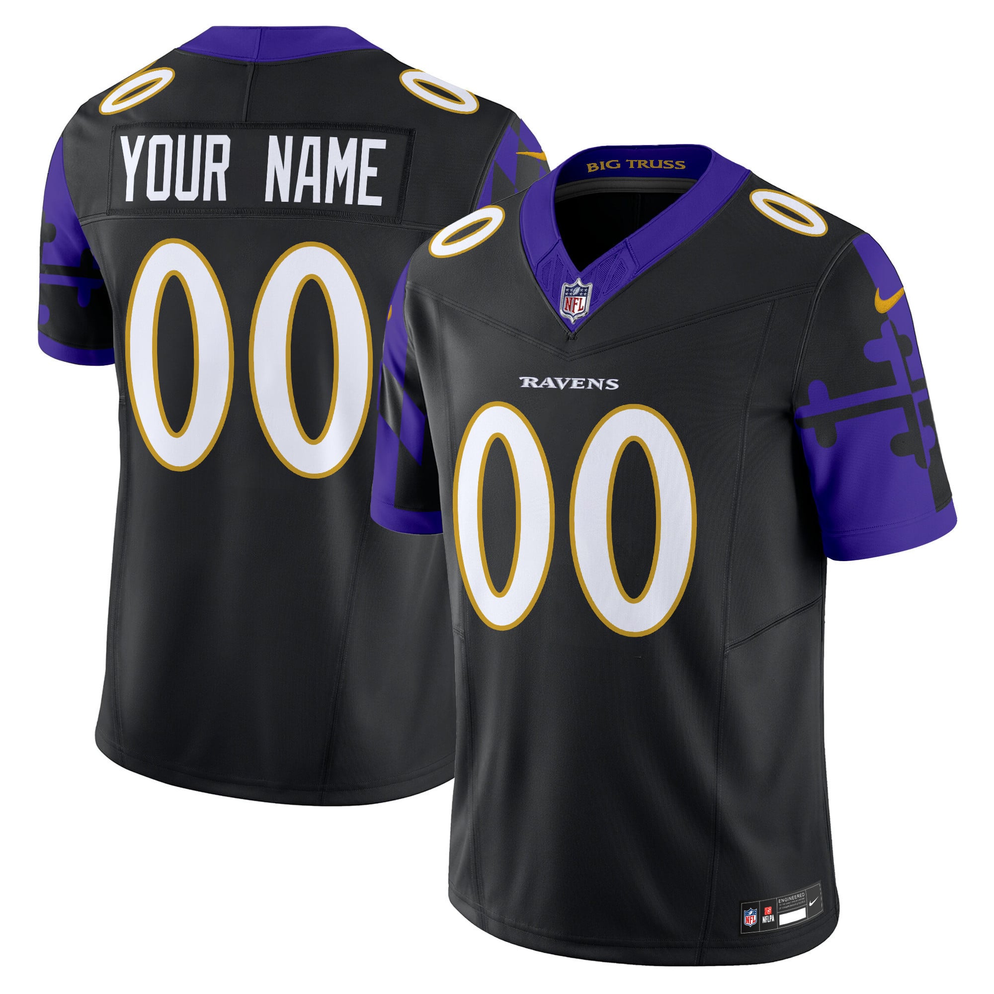 Ravens Baltimore Flag Vapor Limited Custom Jersey – All Stitched