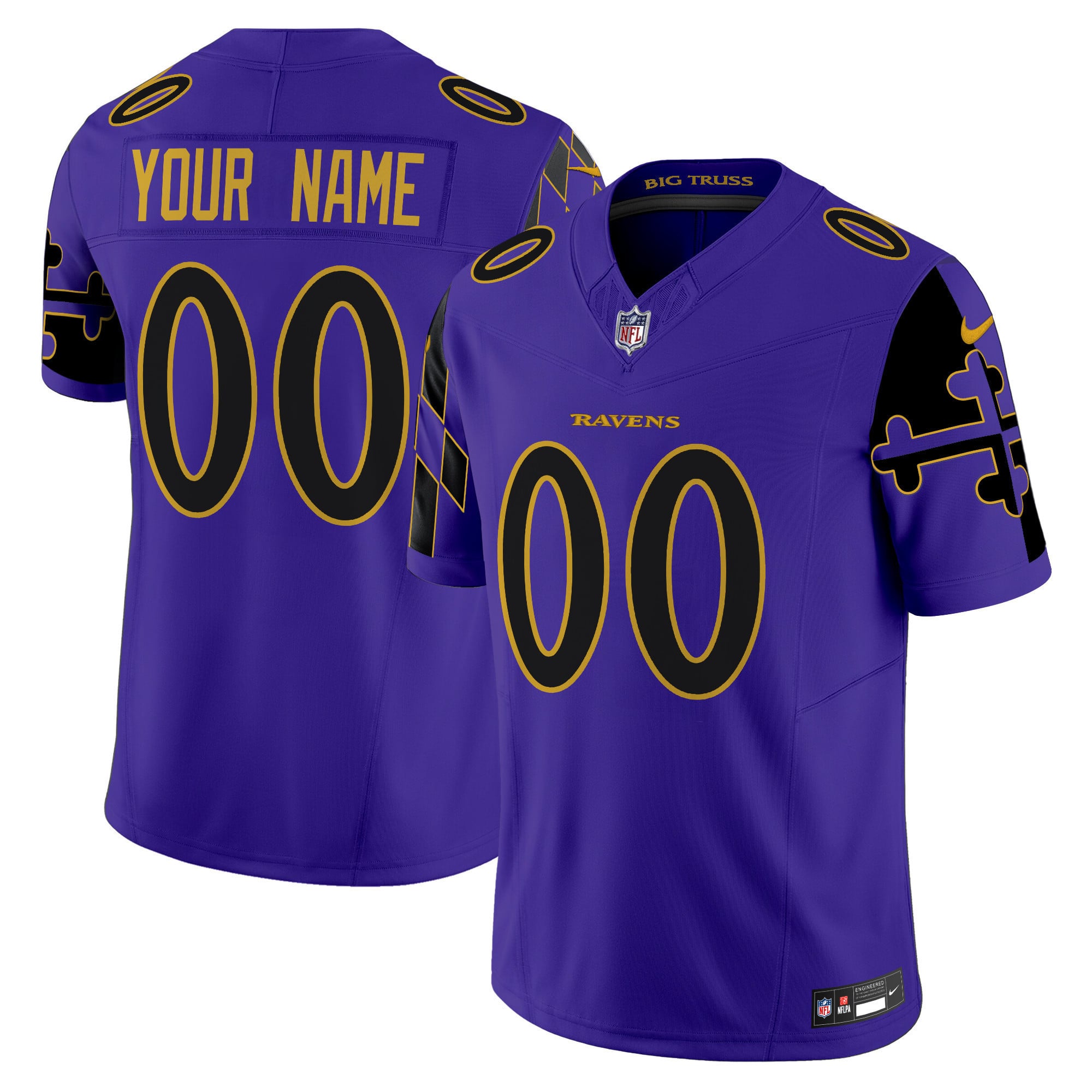 Ravens Baltimore Flag Vapor Limited Custom Jersey – All Stitched