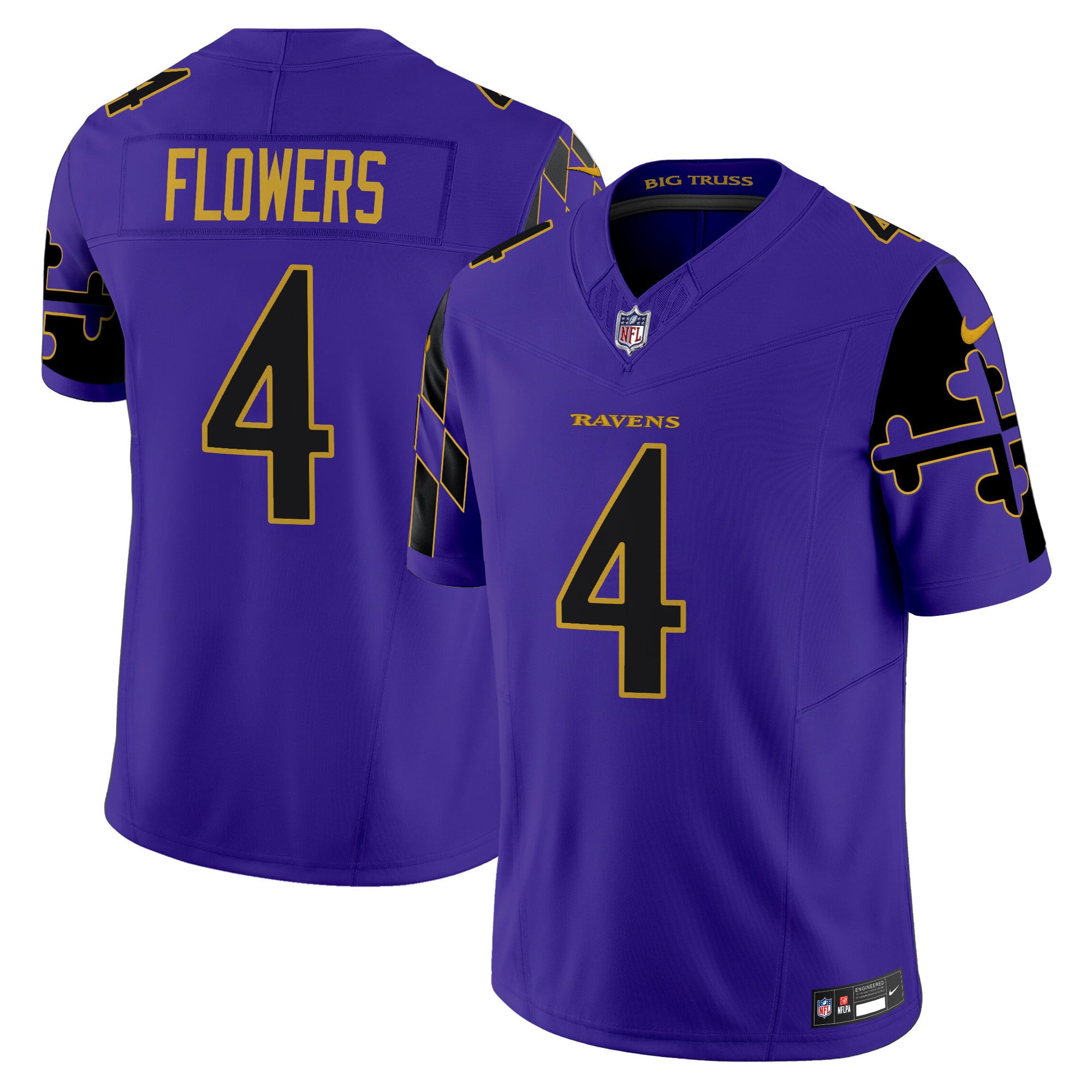 Men’s Ravens Maryland Flag Vapor Limited Jersey – All Stitched