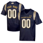 Notre Dame Fighting Irish Custom Navy Gold Jersey – All Stitched