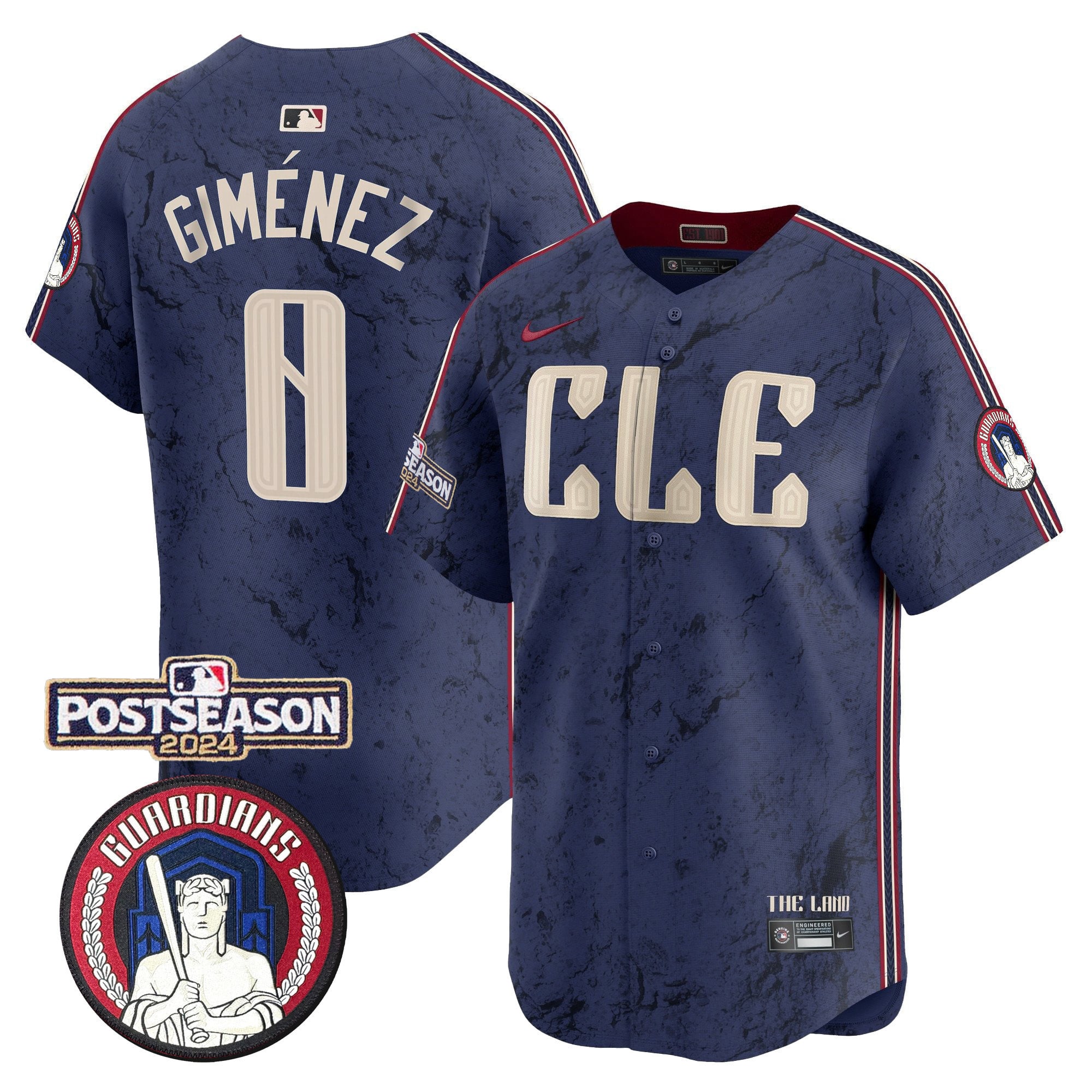 Men’s Cleveland Guardians 2024 Postseason Patch City Connect Vapor Premier Limited Jersey – All Stitched