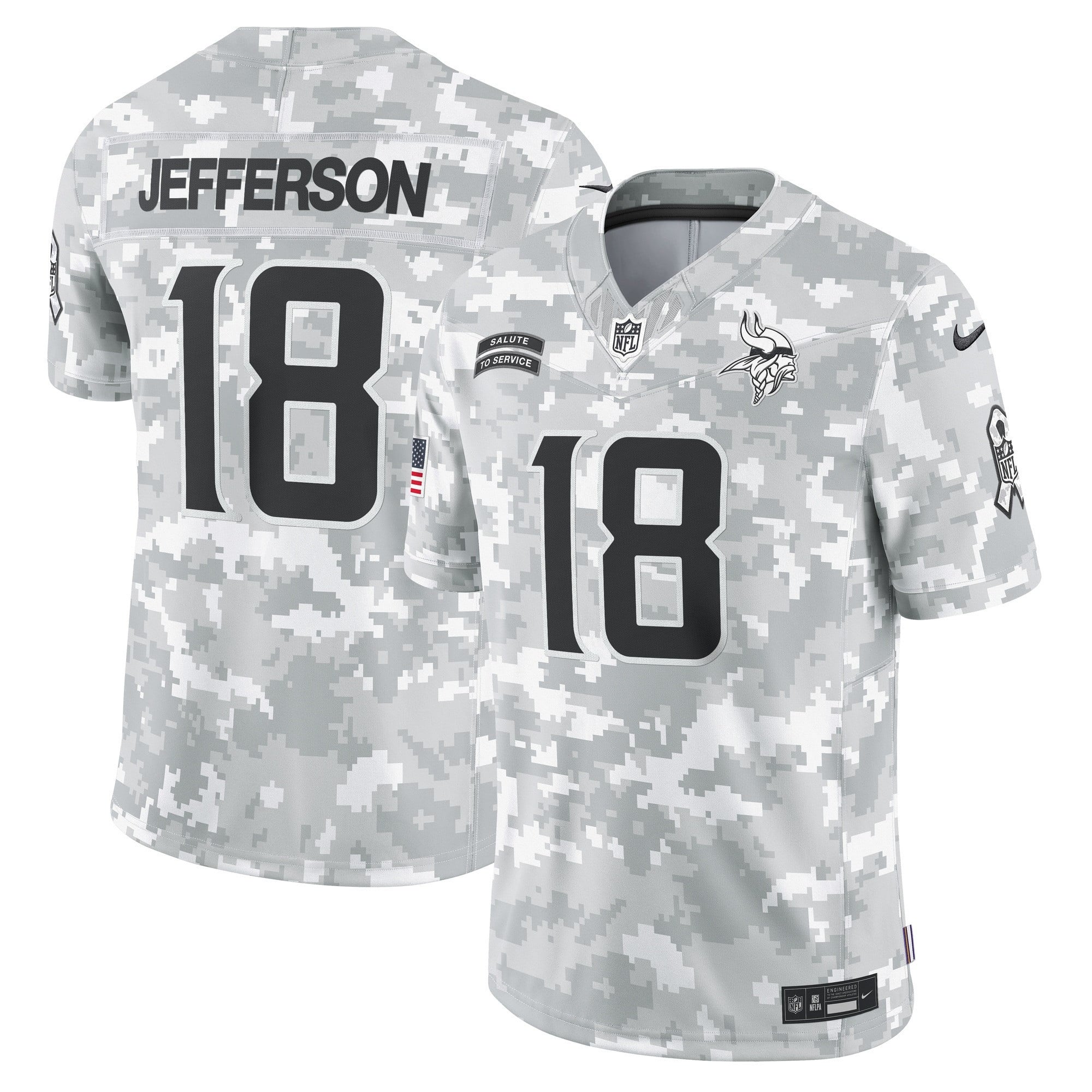 Justin Jefferson Vikings 2024 Salute to Service Vapor Limited Jersey – Arctic Camo – All Stitched
