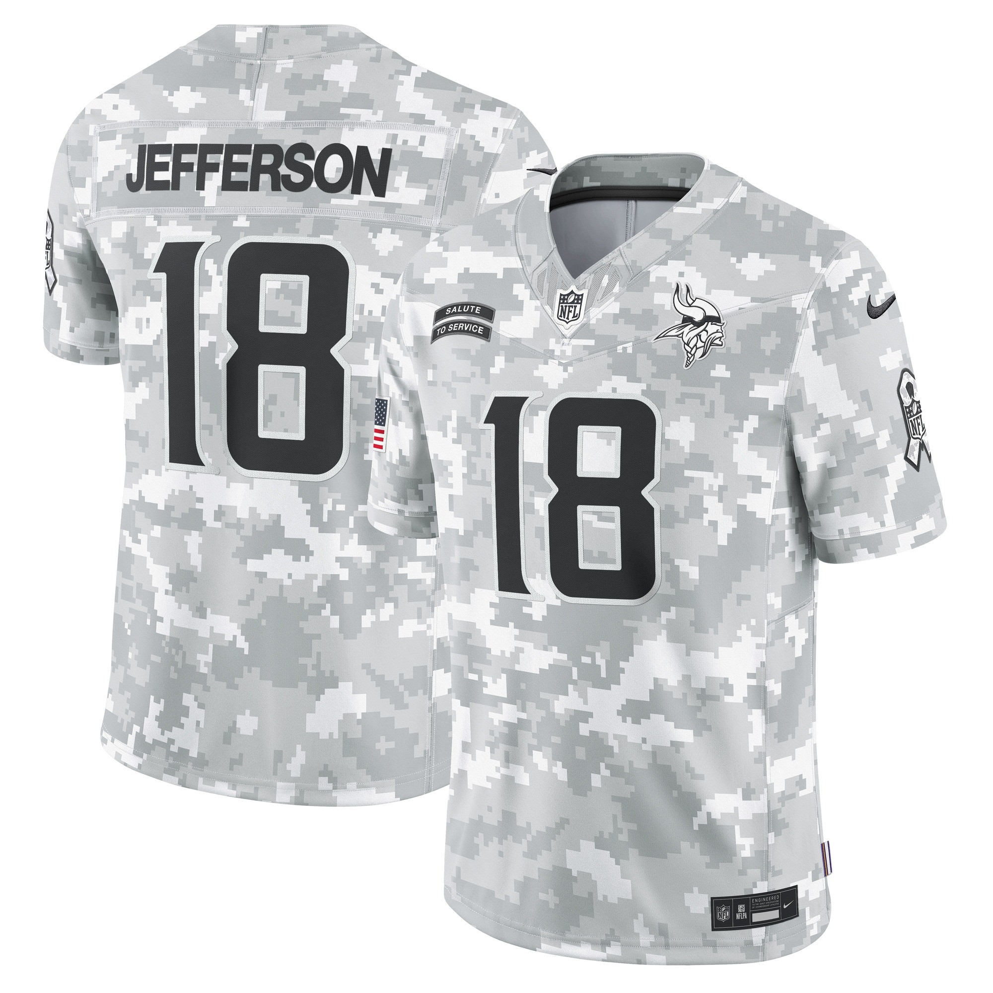 Justin Jefferson Vikings 2024 Salute to Service Vapor Limited Jersey – Arctic Camo – All Stitched