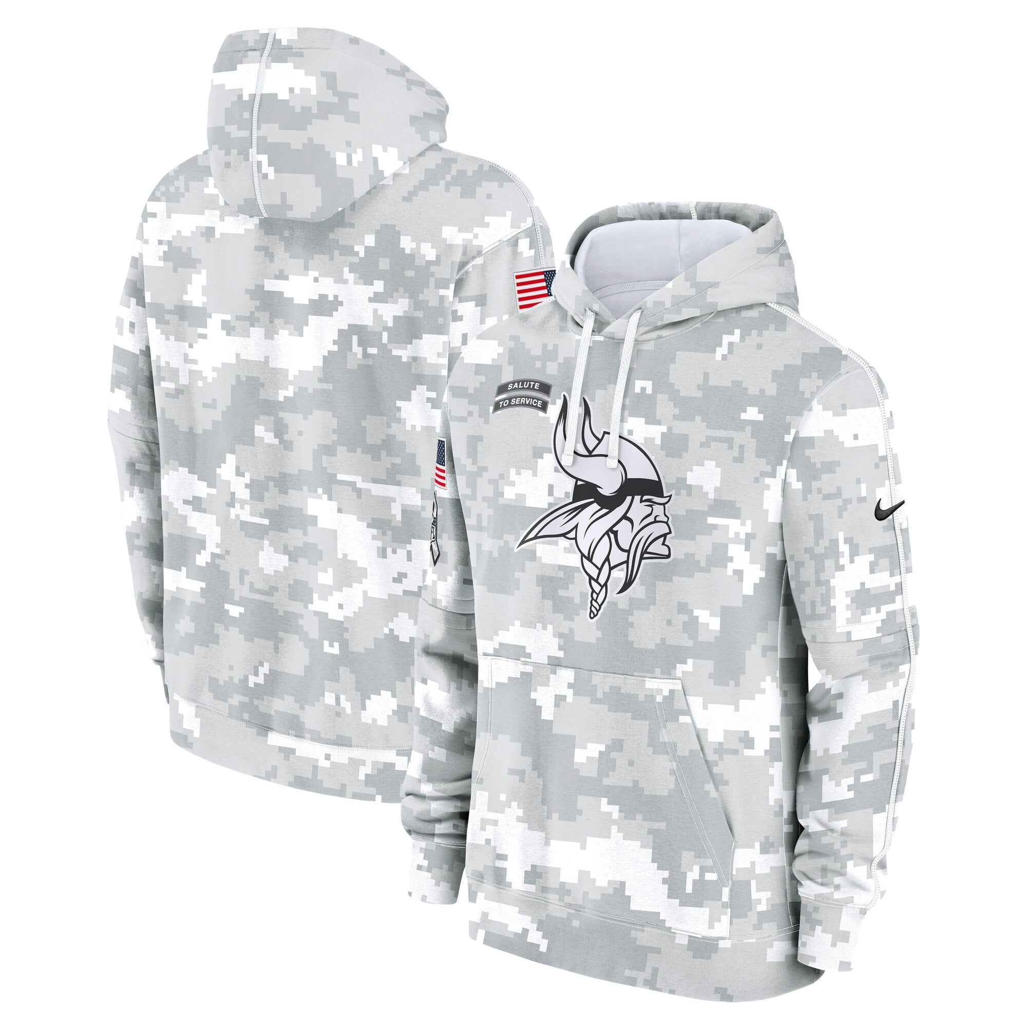 Minnesota Vikings 2024 Salute to Service Pullover Hoodie – Arctic Camo