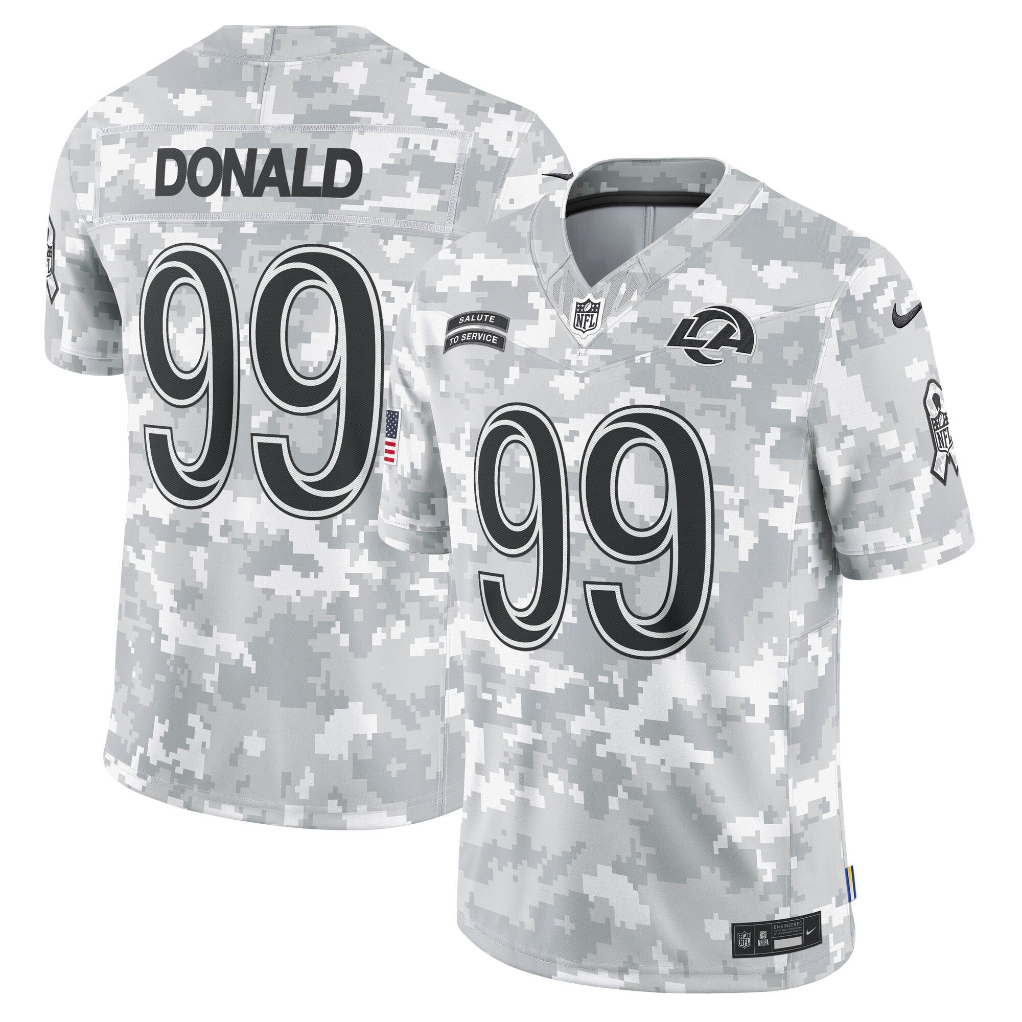 Aaron Donald Los Angeles Rams 2024 Salute to Service Vapor Limited Jersey – Arctic Camo – All Stitched