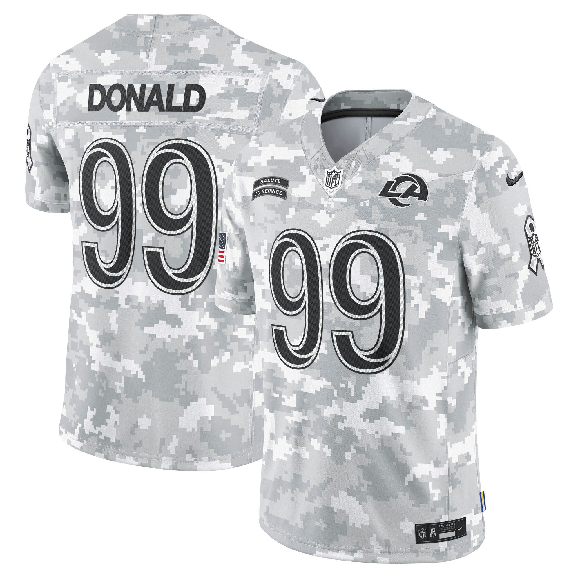Aaron Donald Los Angeles Rams 2024 Salute to Service Vapor Limited Jersey – Arctic Camo – All Stitched