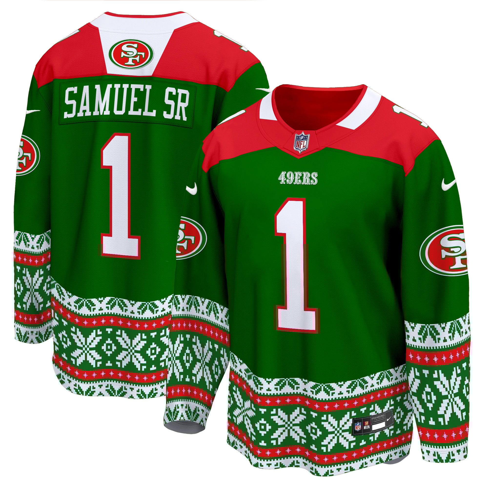 Men’s 49ers 2024 Christmas Premier Breakaway Jersey – All Printed