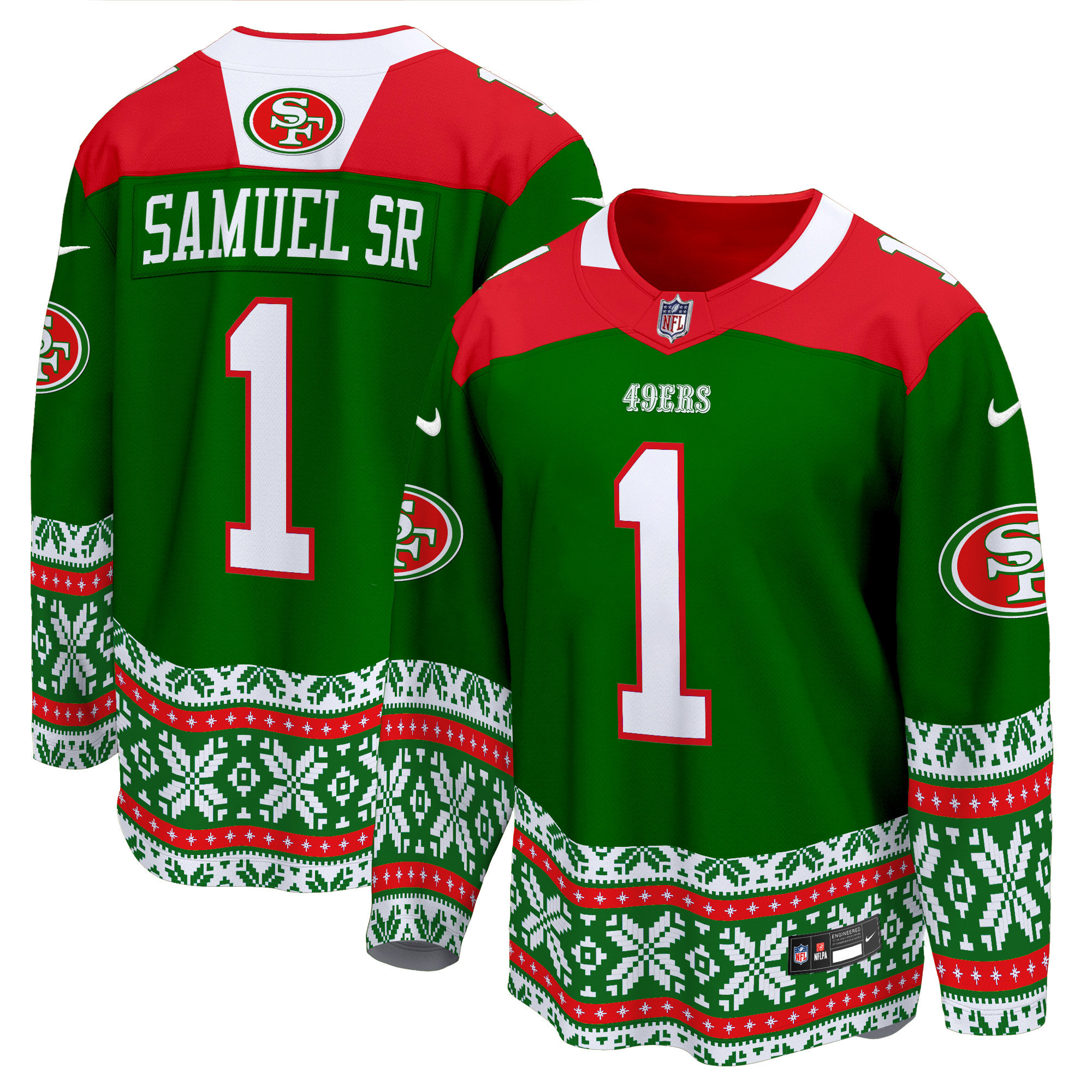 Men’s 49ers 2024 Christmas Premier Breakaway Jersey – All Printed