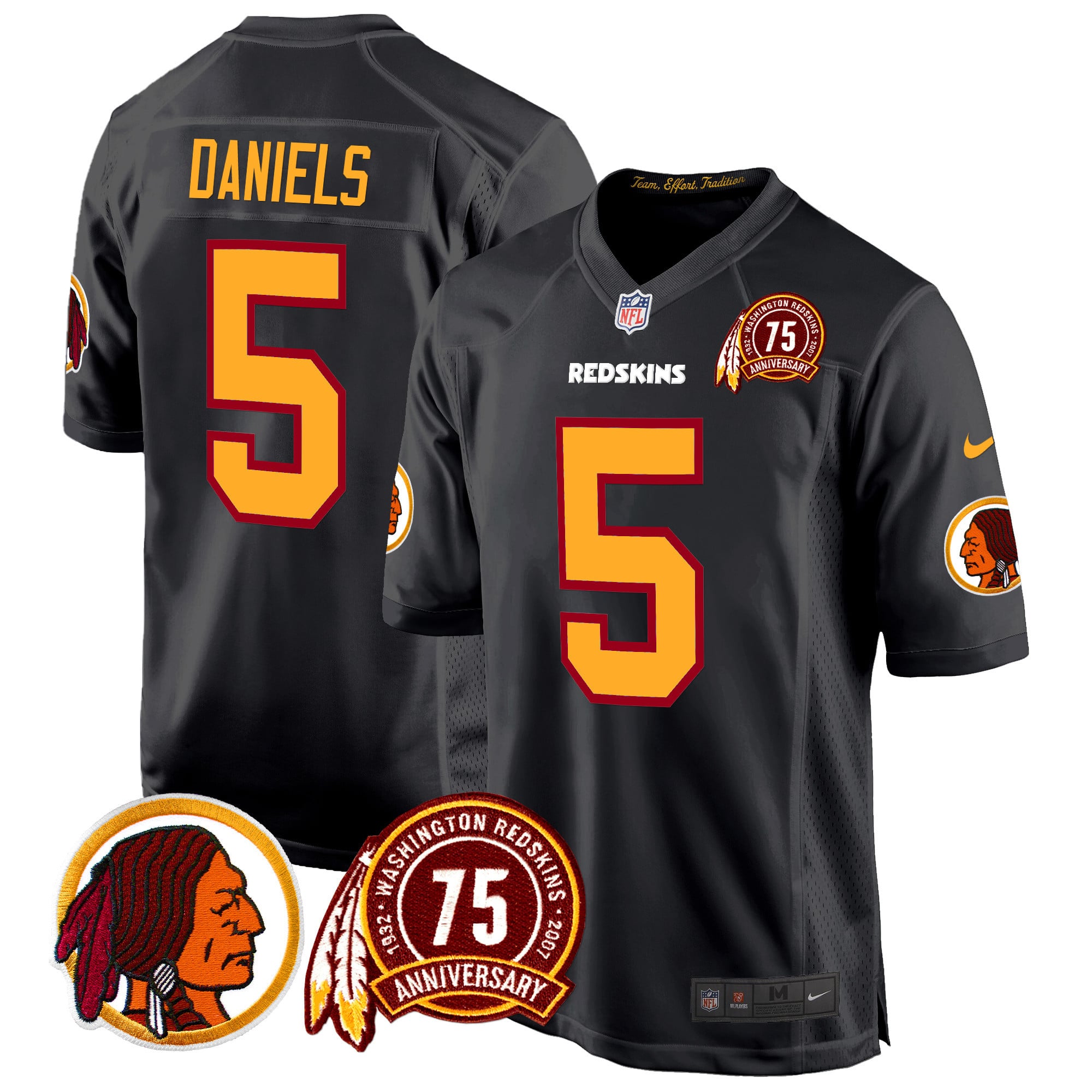 Men’s Washington Redskins 75th Patch Throwback Game Jersey – All Stitched