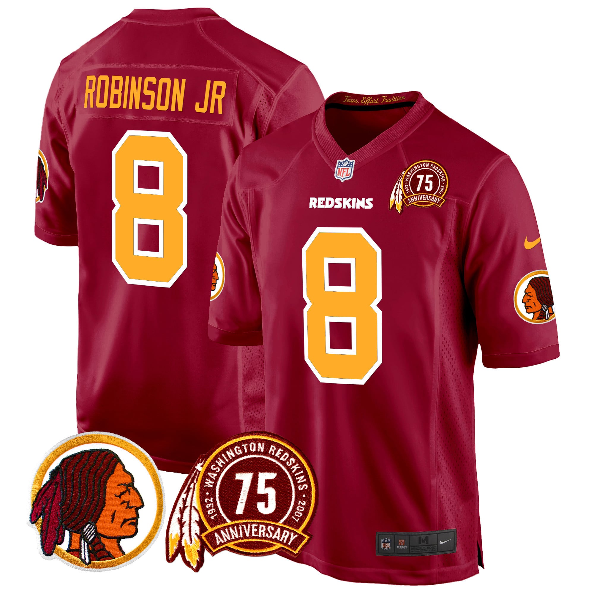 Men’s Washington Redskins 75th Patch Throwback Game Jersey – All Stitched