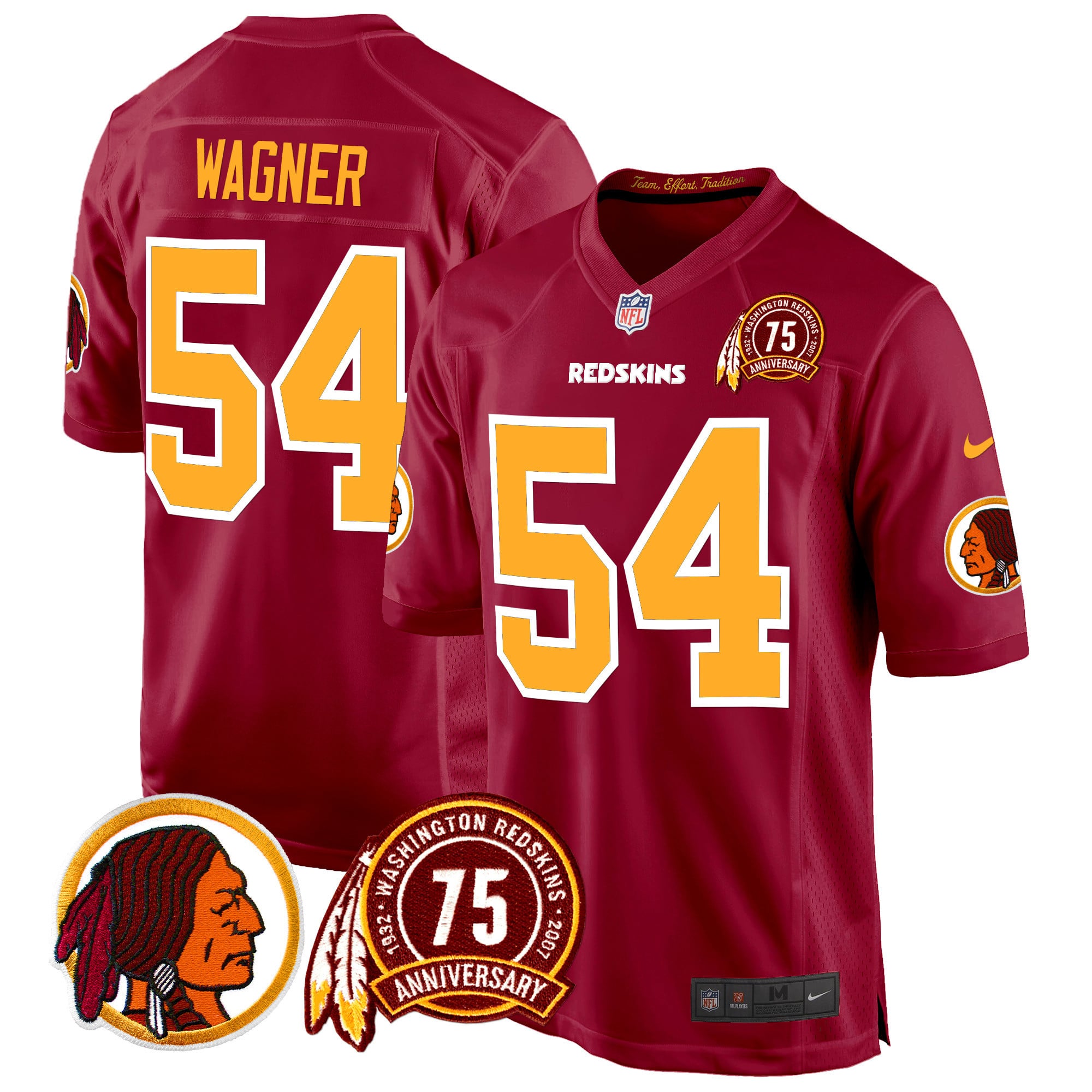 Men’s Washington Redskins 75th Patch Throwback Game Jersey – All Stitched