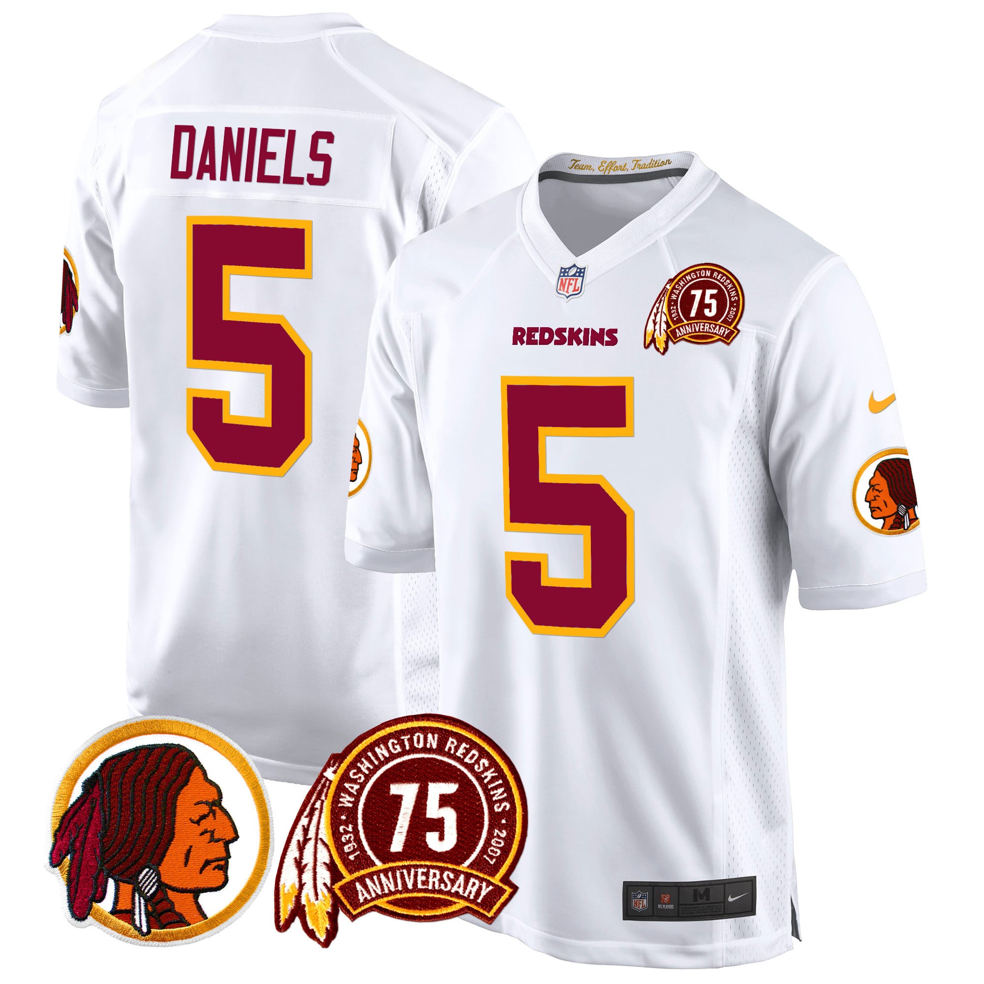 Men’s Washington Redskins 75th Patch Throwback Game Jersey – All Stitched