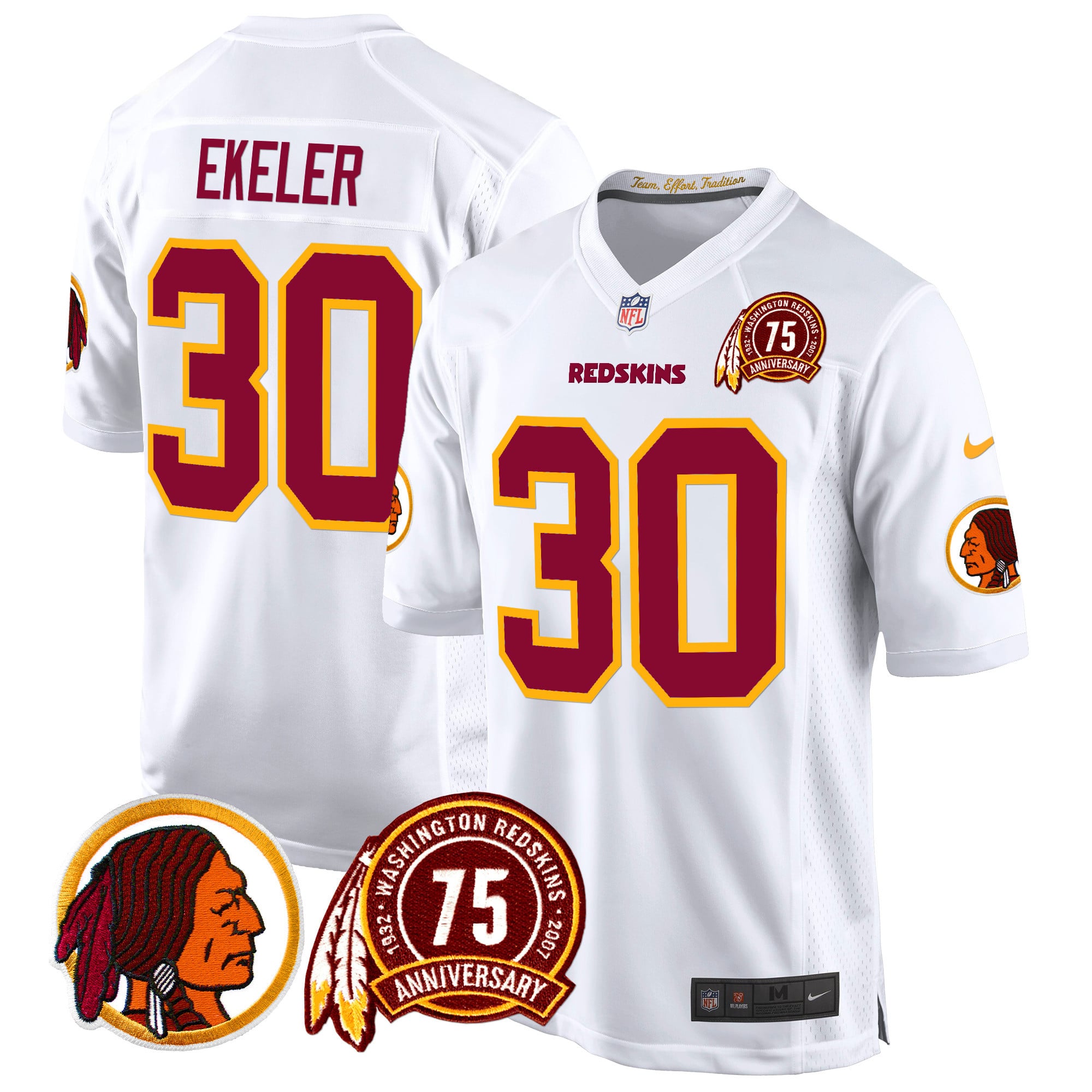 Men’s Washington Redskins 75th Patch Throwback Game Jersey – All Stitched