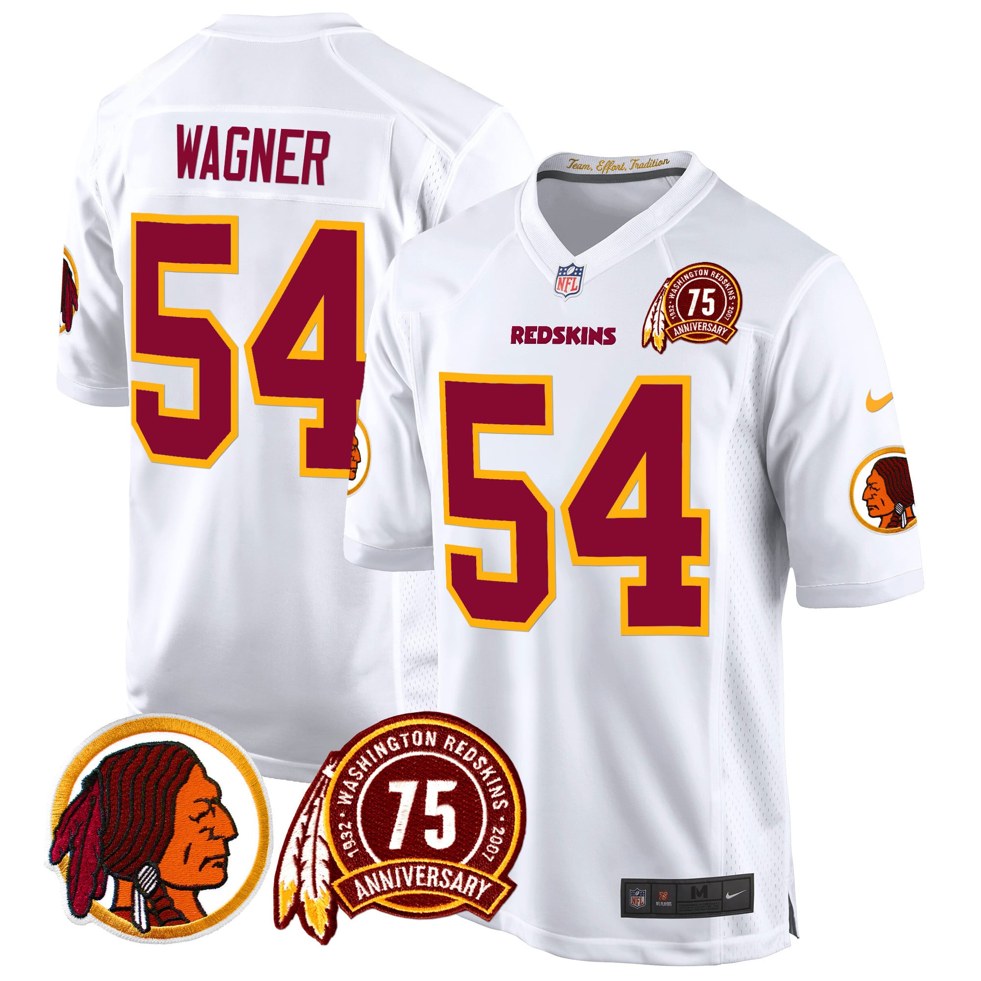 Men’s Washington Redskins 75th Patch Throwback Game Jersey – All Stitched