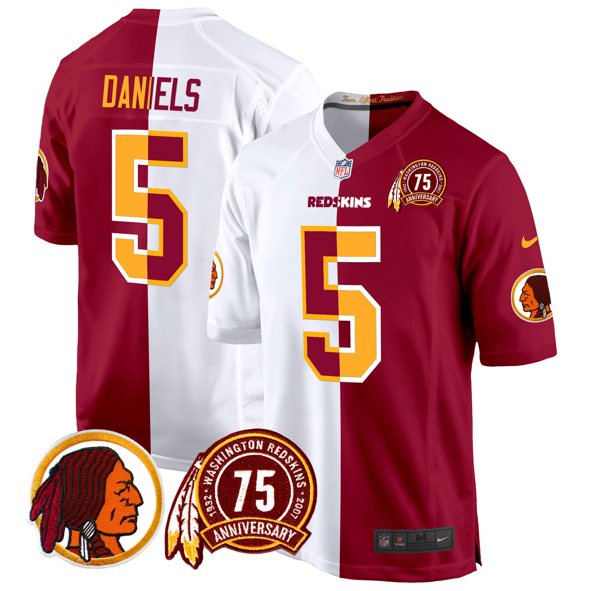 Men’s Washington Redskins 75th Patch Throwback Game Jersey – All Stitched
