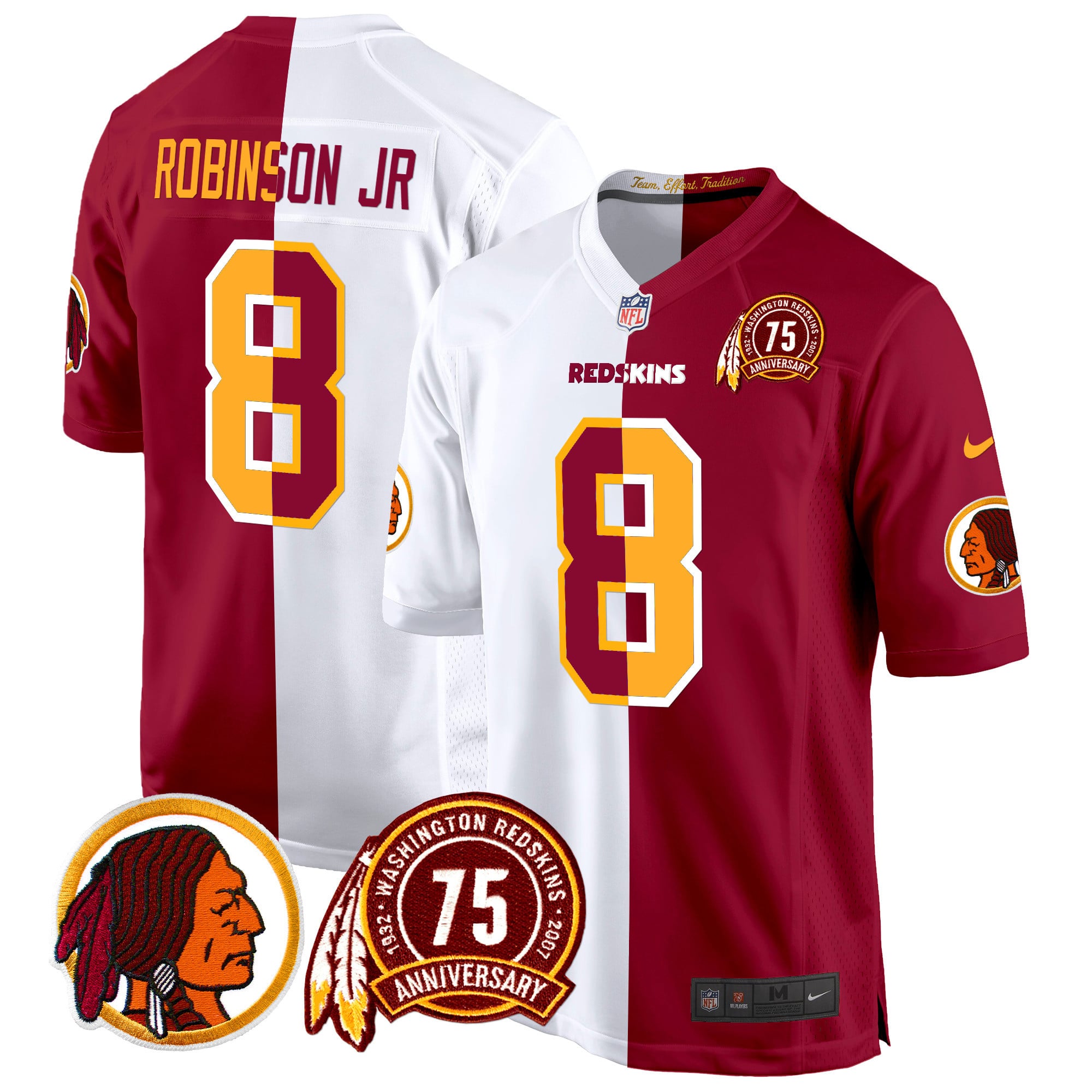 Men’s Washington Redskins 75th Patch Throwback Game Jersey – All Stitched