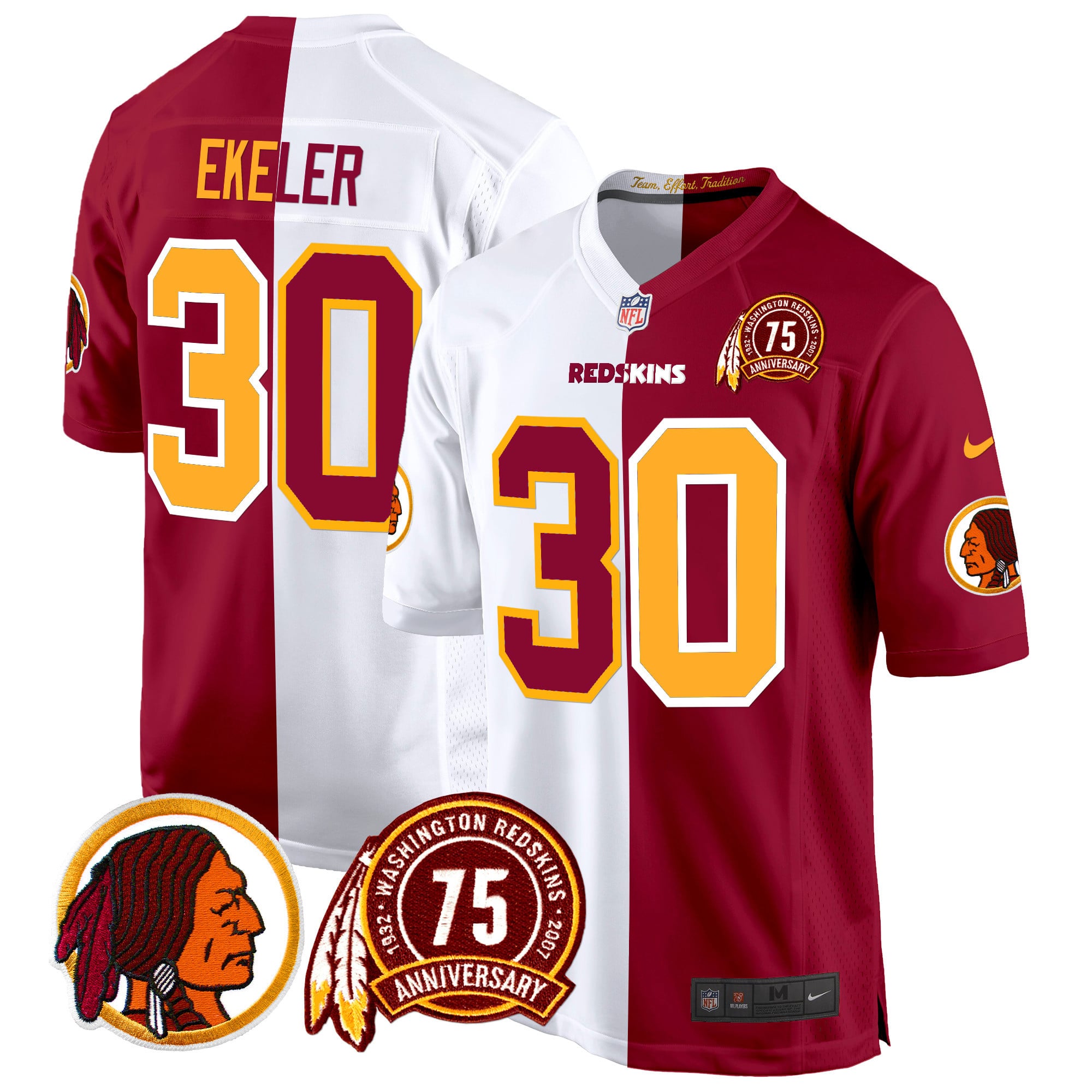 Men’s Washington Redskins 75th Patch Throwback Game Jersey – All Stitched