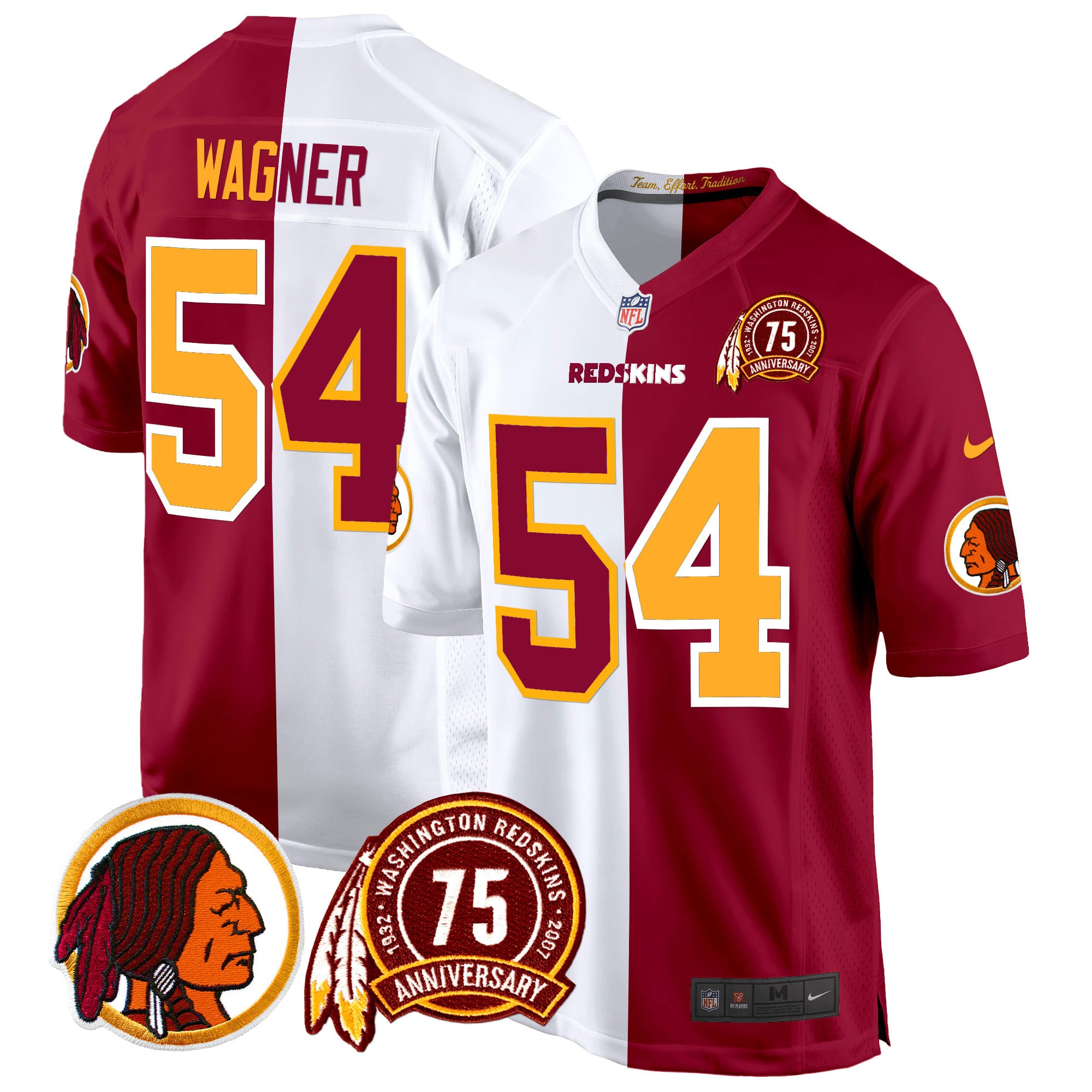 Men’s Washington Redskins 75th Patch Throwback Game Jersey – All Stitched
