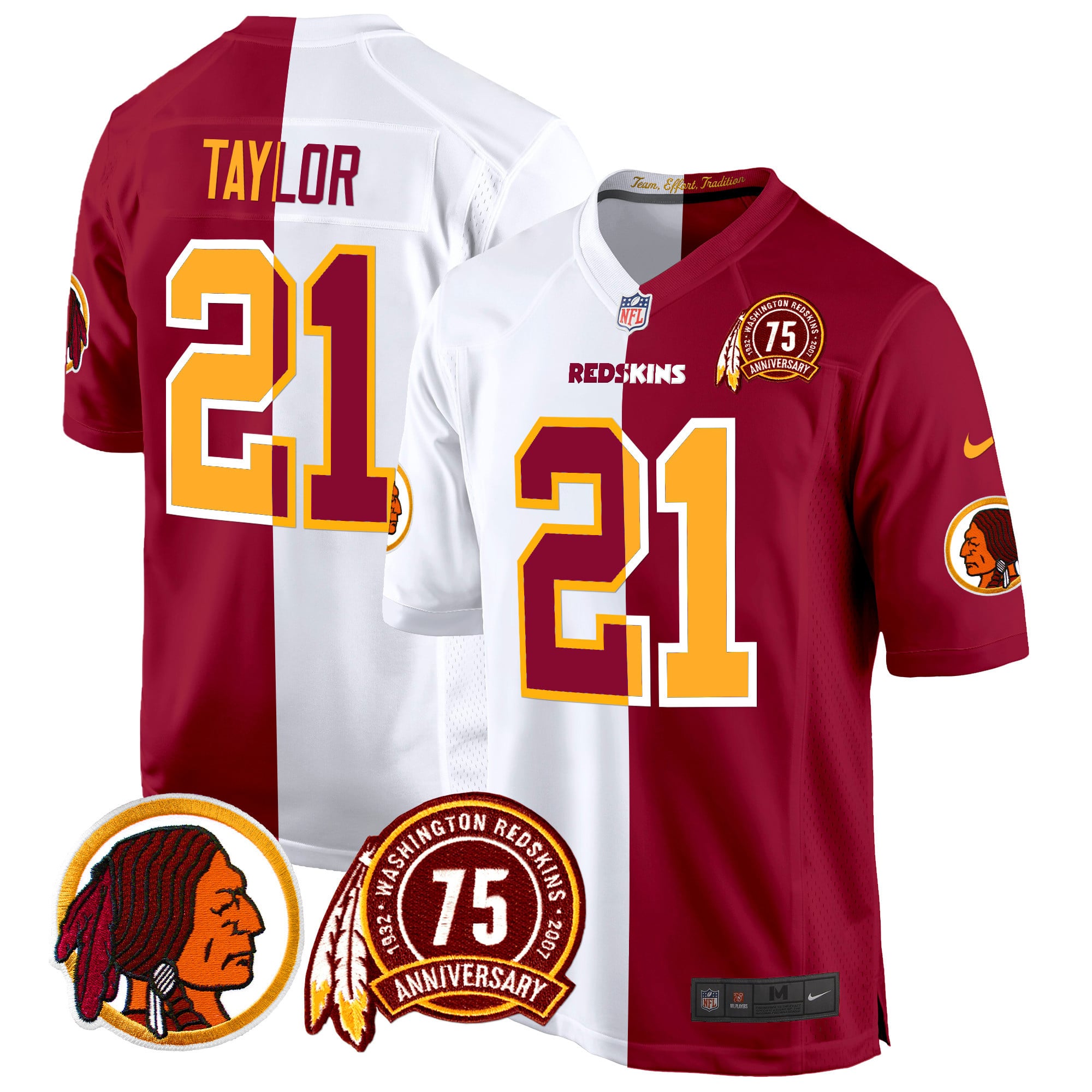 Men’s Washington Redskins 75th Patch Throwback Game Jersey – All Stitched