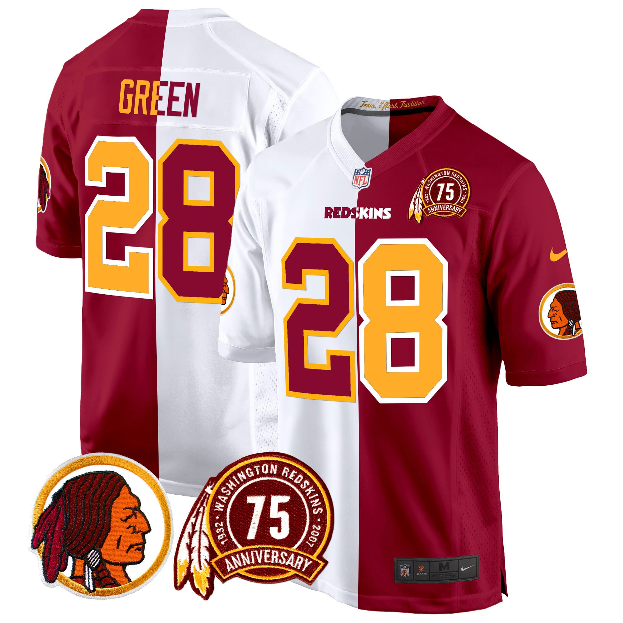 Men’s Washington Redskins 75th Patch Throwback Game Jersey – All Stitched
