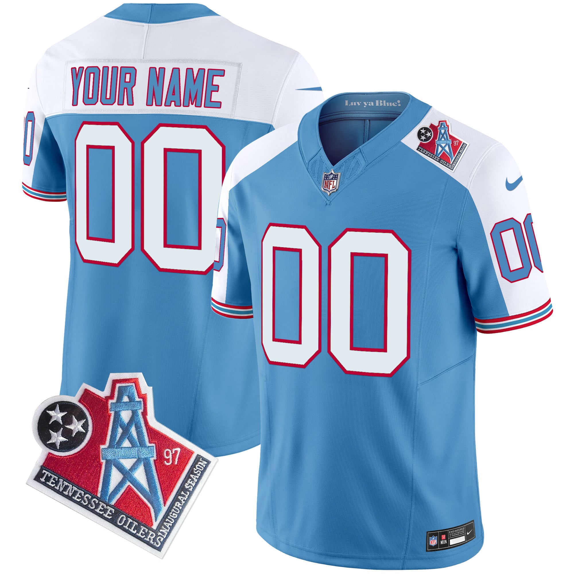 Titans 1997 Throwback Vapor Limited Custom Jersey – All Stitched