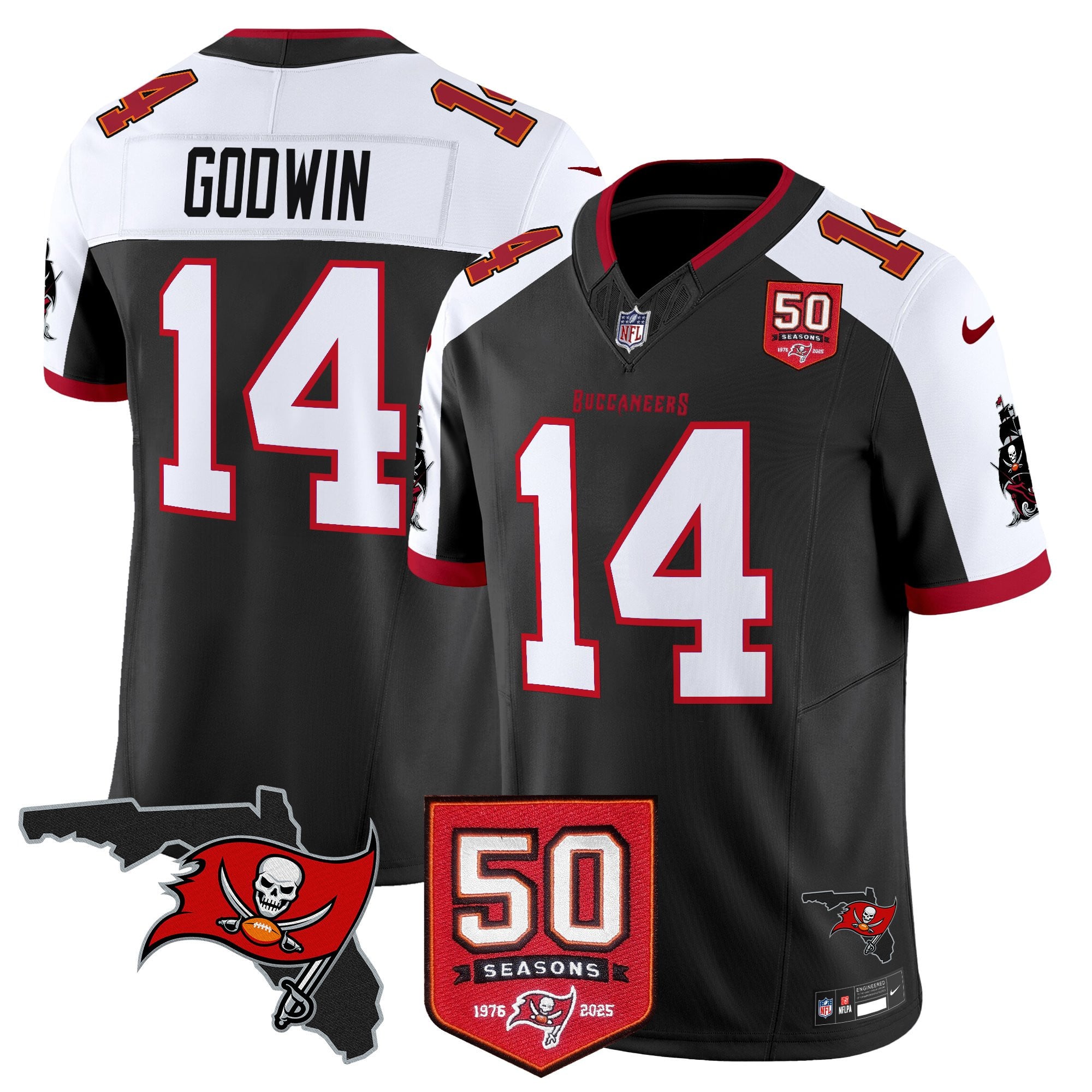Men’s Tampa Bay Buccaneers 50th Season Patch Vapor Limited Jersey – All Stitched