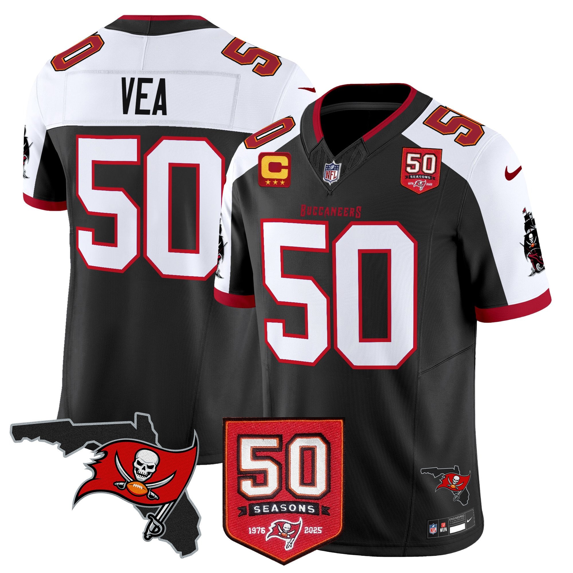Men’s Tampa Bay Buccaneers 50th Season Patch Vapor Limited Jersey – All Stitched