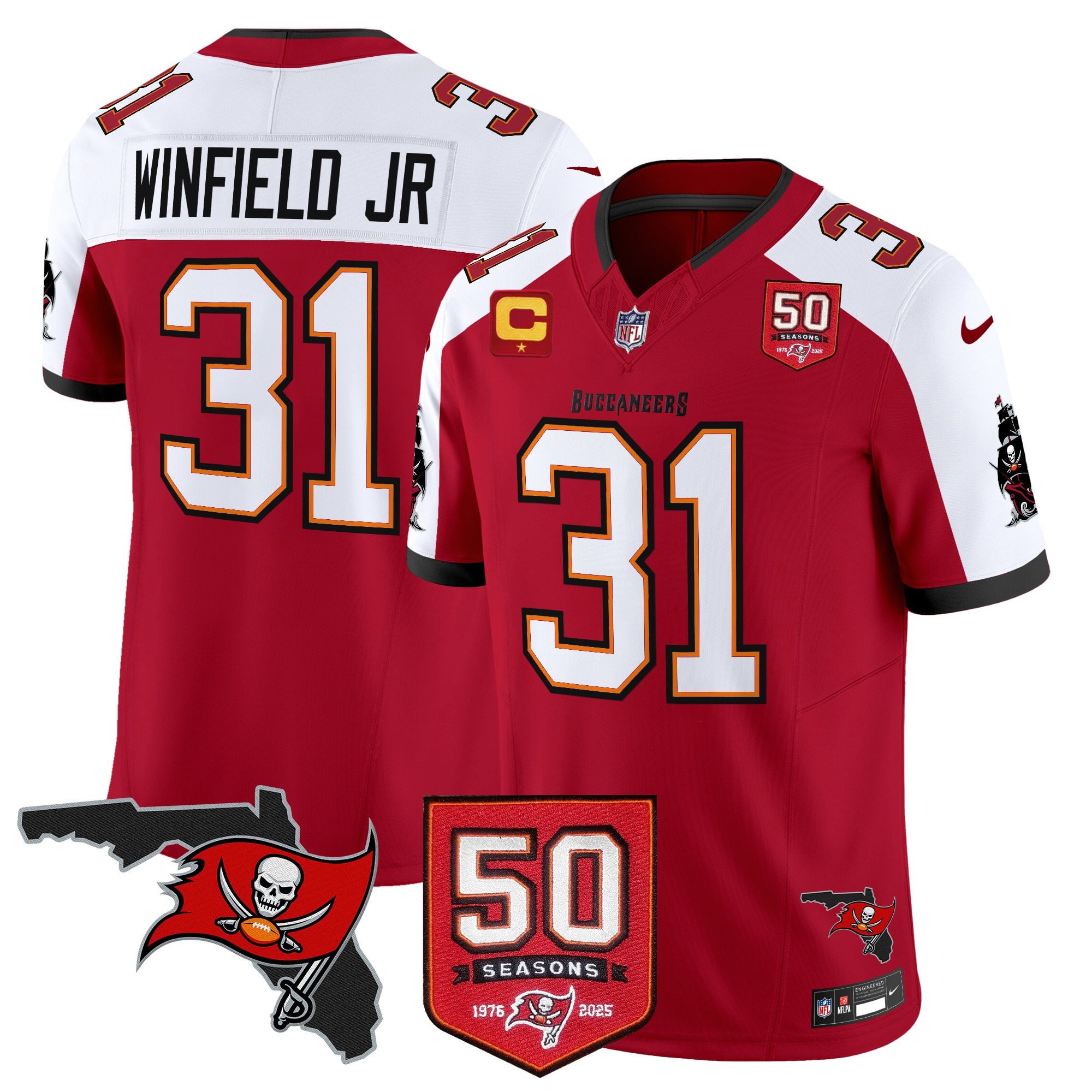 Men’s Tampa Bay Buccaneers 50th Season Patch Vapor Limited Jersey – All Stitched