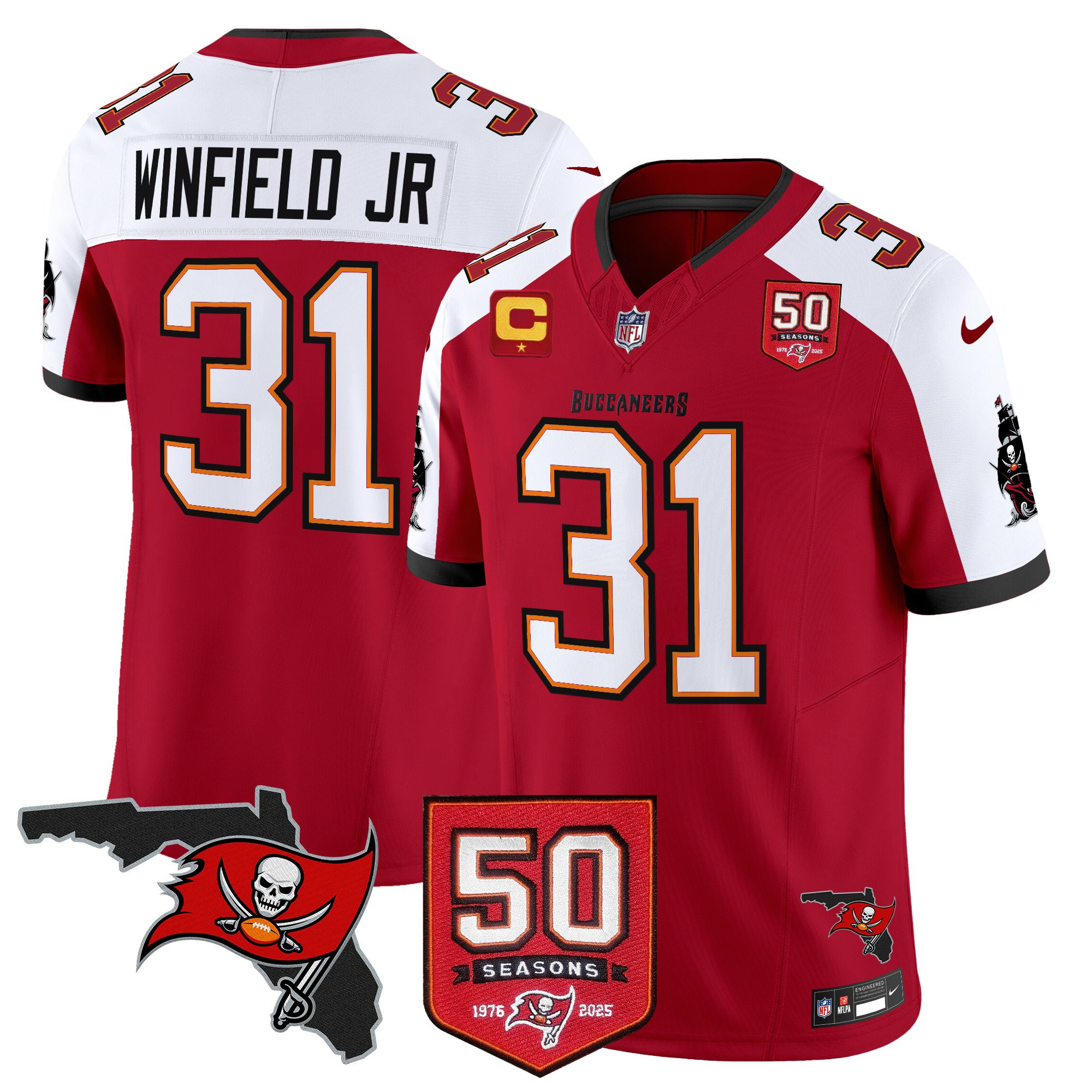 Men’s Tampa Bay Buccaneers 50th Season Patch Vapor Limited Jersey – All Stitched