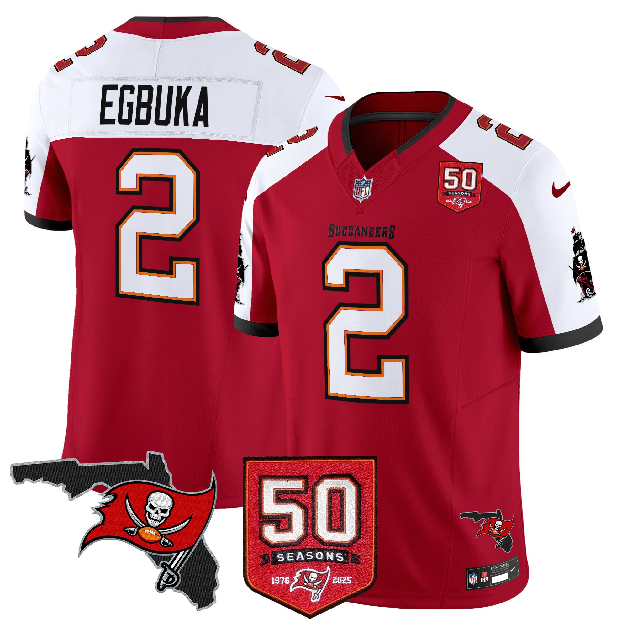 Men’s Tampa Bay Buccaneers 50th Season Patch Vapor Limited Jersey – All Stitched