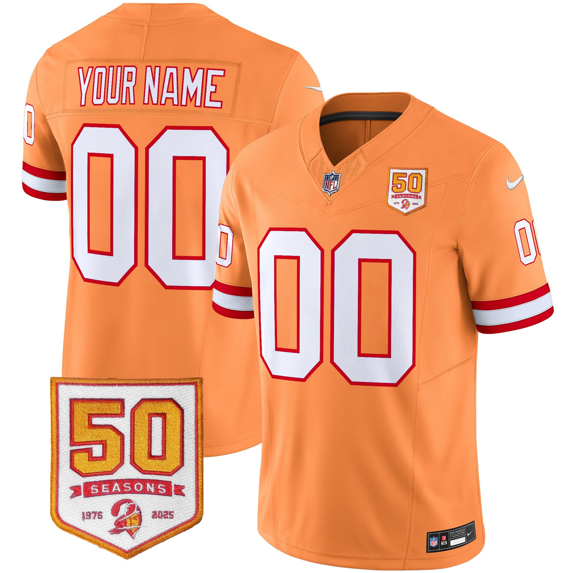 Tampa Bay Buccaneers Throwback 50th Season Patch Vapor Limited Custom Jersey – All Stitched
