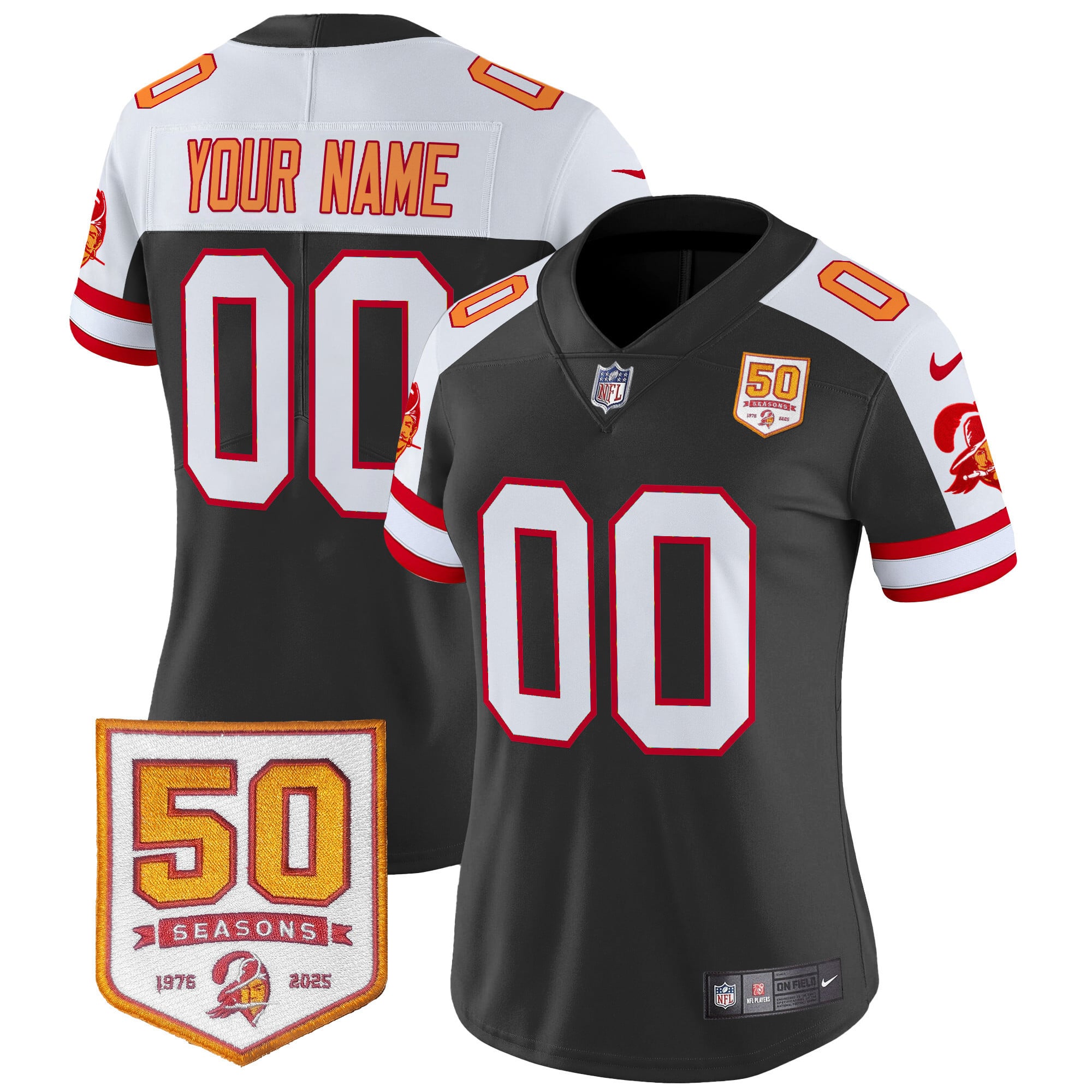 Tampa Bay Buccaneers Throwback 50th Season Patch Vapor Limited Custom Jersey – All Stitched