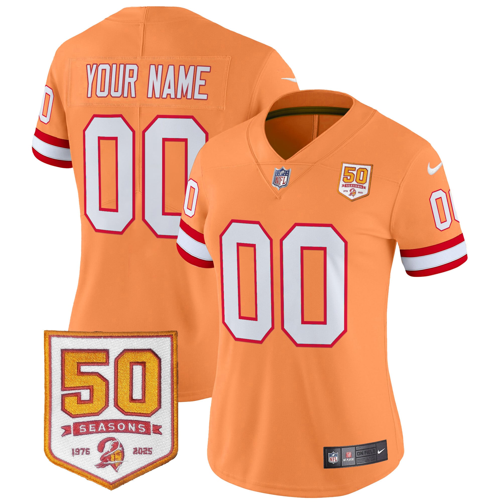Tampa Bay Buccaneers Throwback 50th Season Patch Vapor Limited Custom Jersey – All Stitched