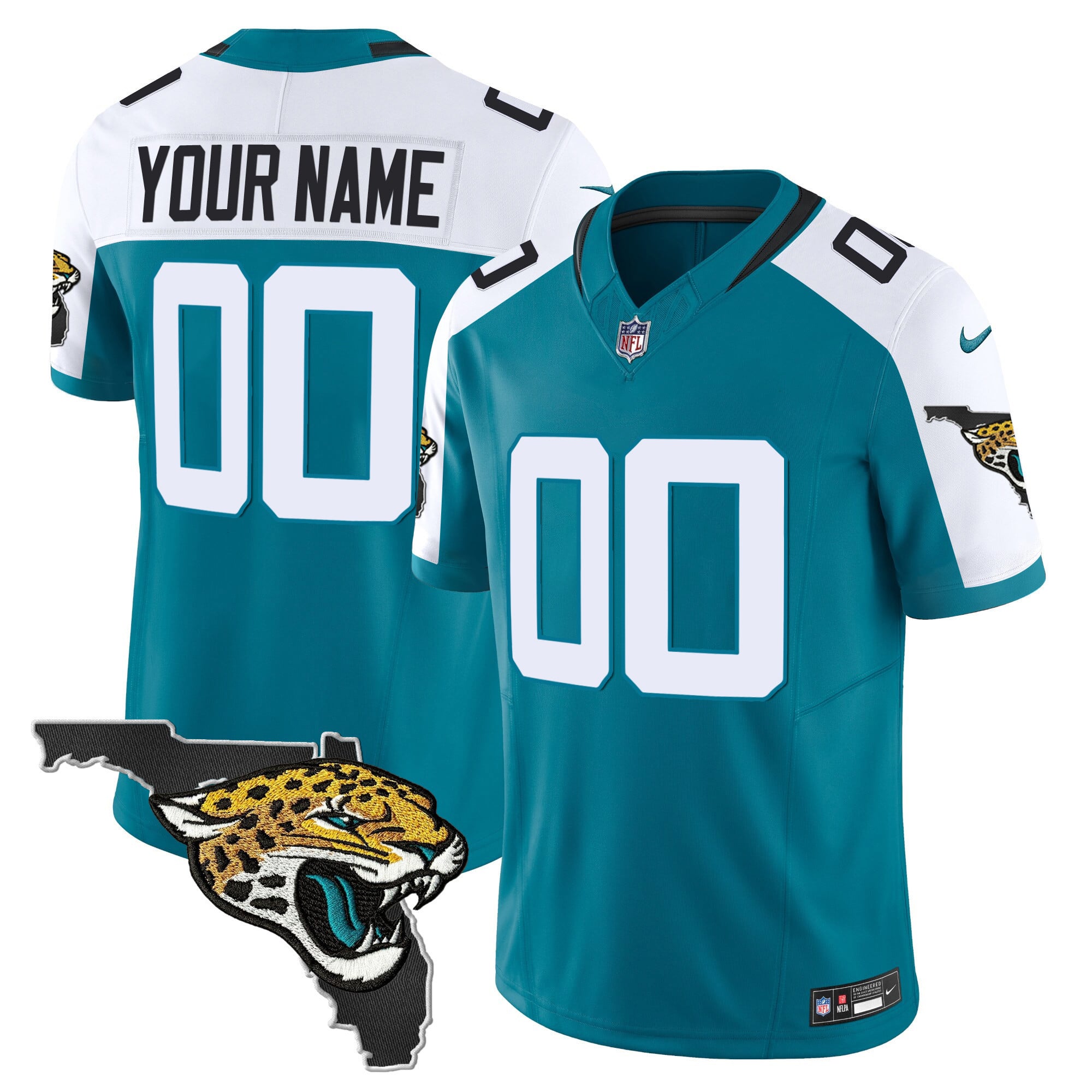 Jacksonville Jaguars Florida Patch Vapor Custom Jersey – All Stitched