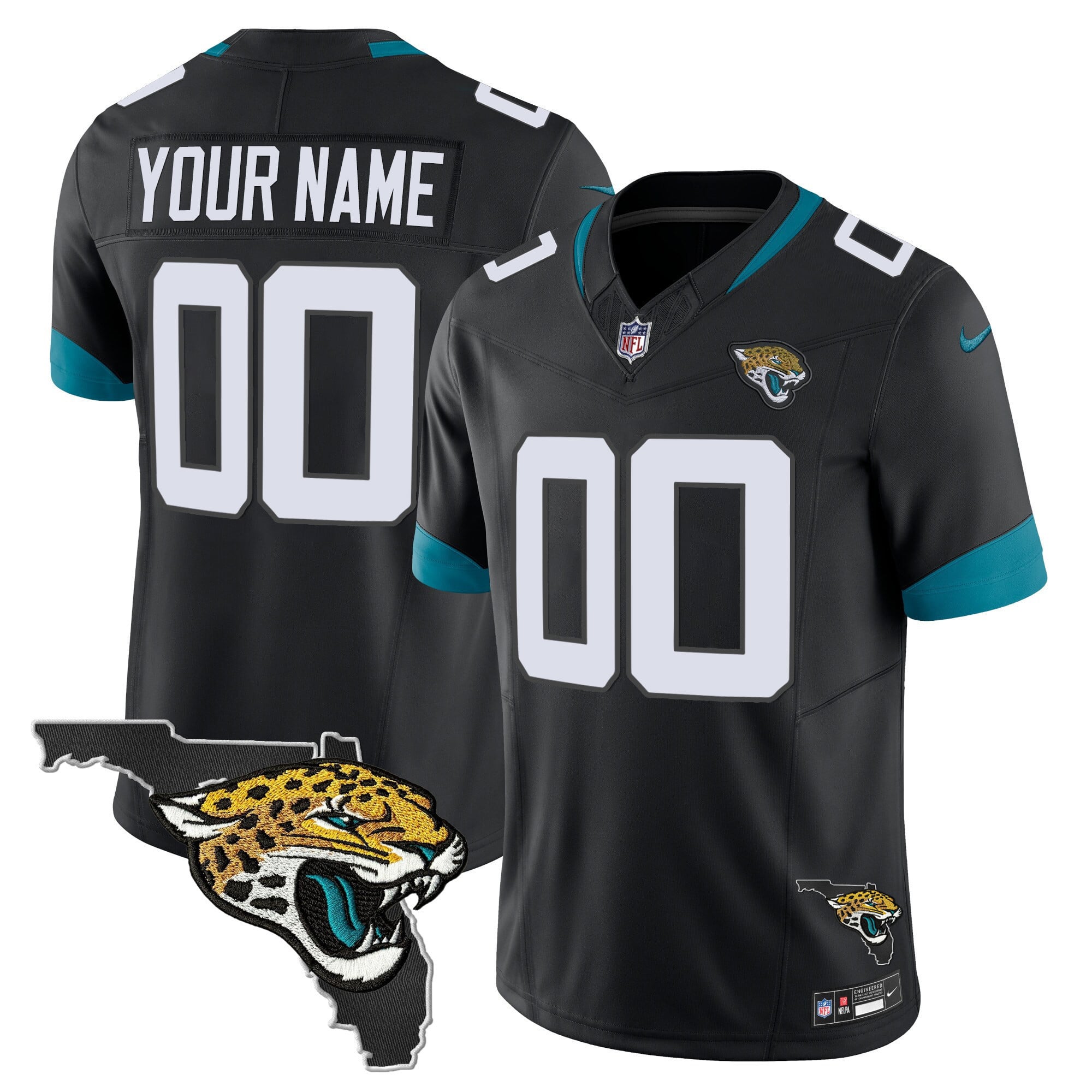 Jacksonville Jaguars Florida Patch Vapor Custom Jersey – All Stitched
