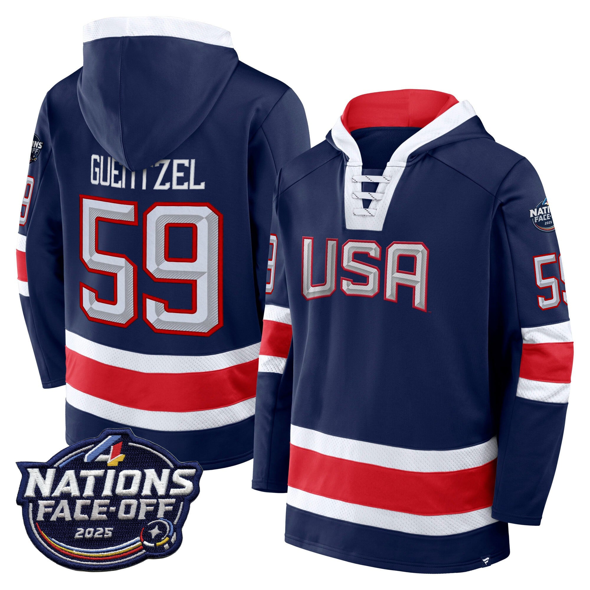USA 4 Nations Face-Off 2025 Inside Line Pullover Hoodie – All Stitched