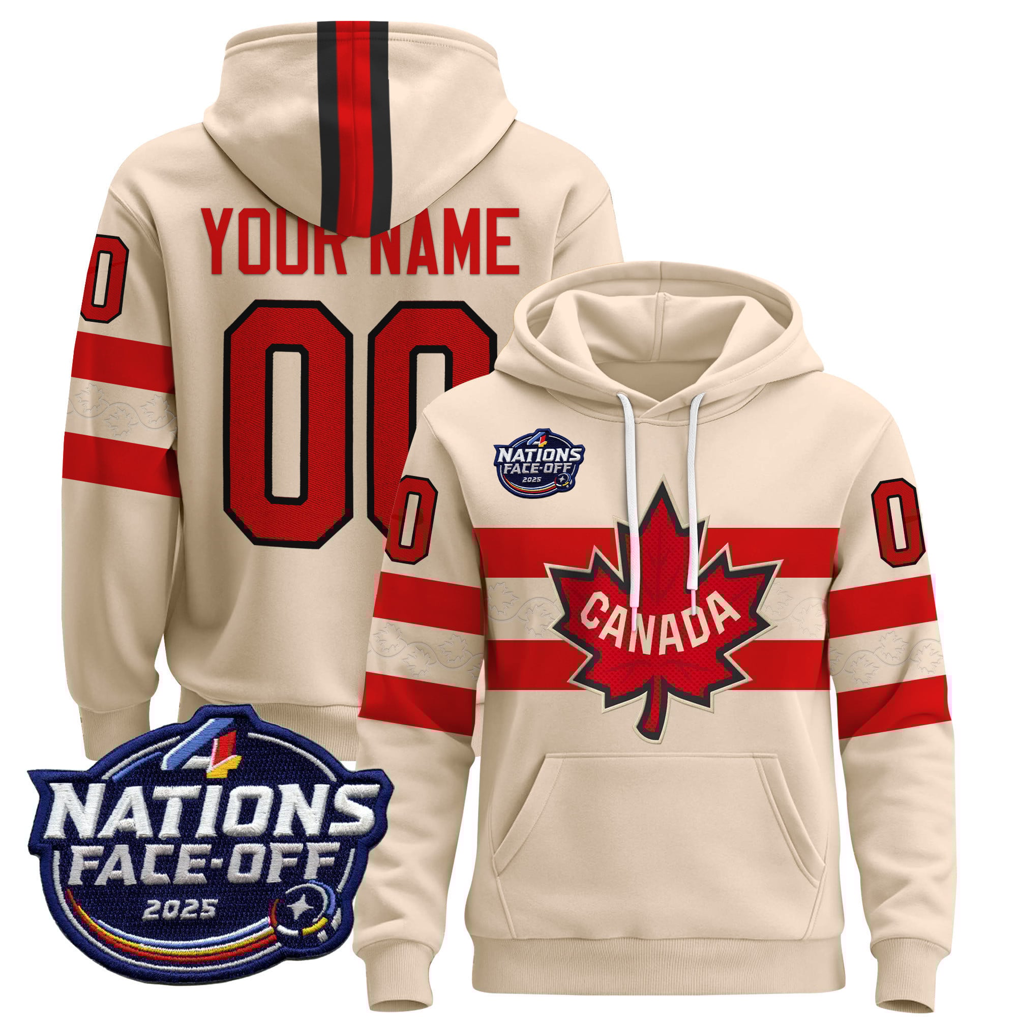 Canada 4 Nations Face-Off 2025 Custom Pullover Hoodie V2 – All Stitched