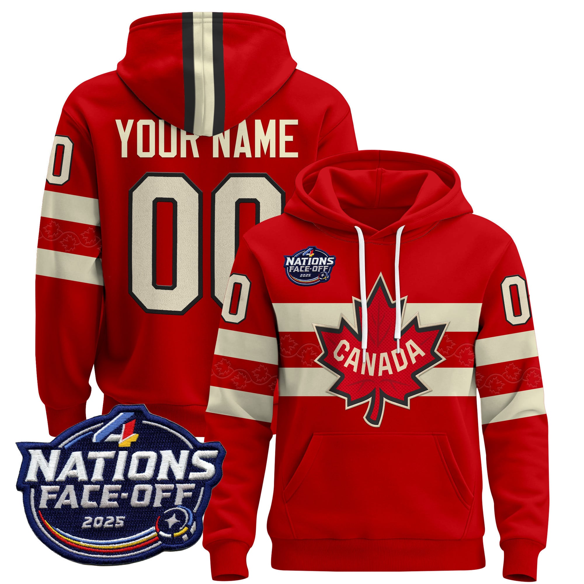 Canada 4 Nations Face-Off 2025 Custom Pullover Hoodie V2 – All Stitched