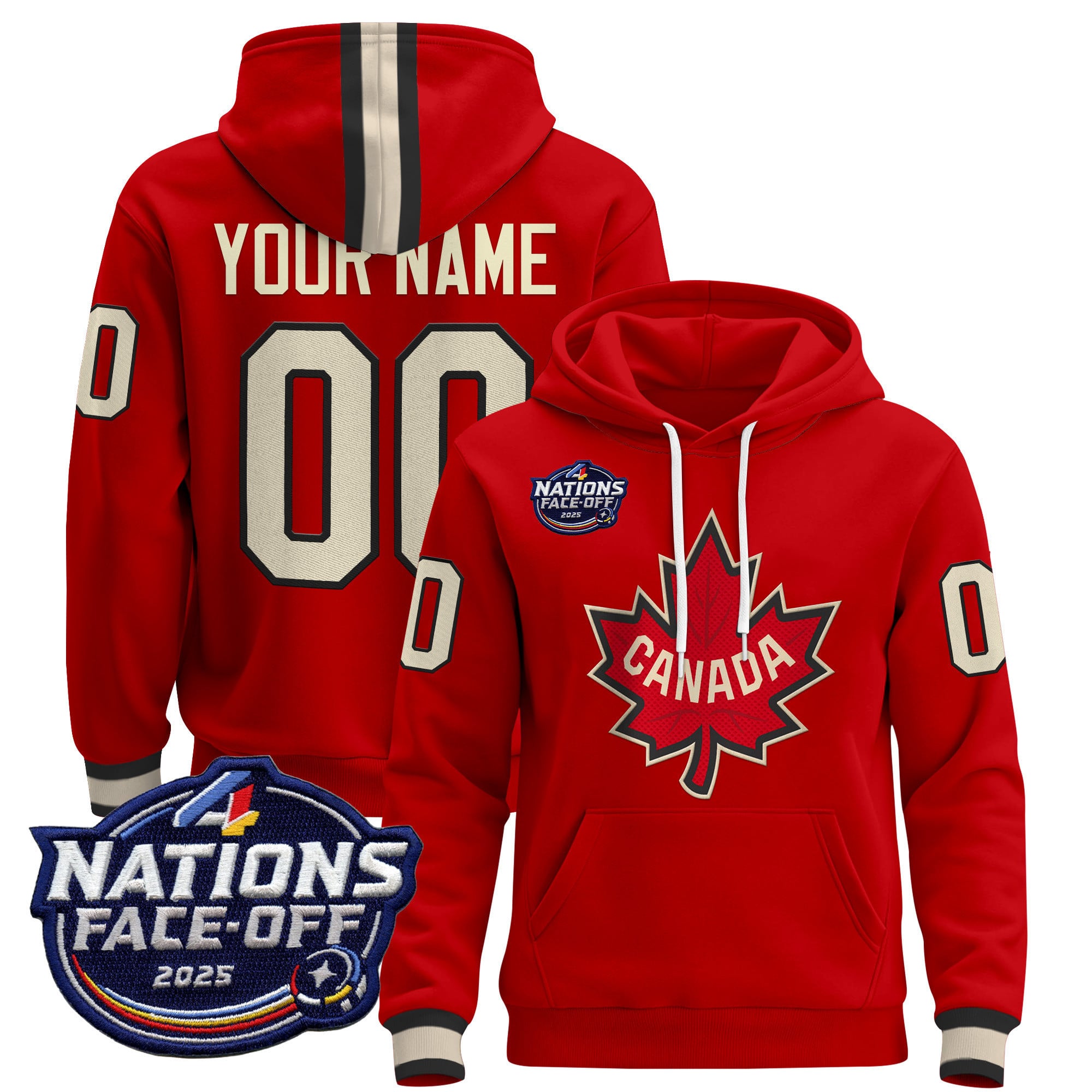 Canada 4 Nations Face-Off 2025 Custom Pullover Hoodie – All Stitched