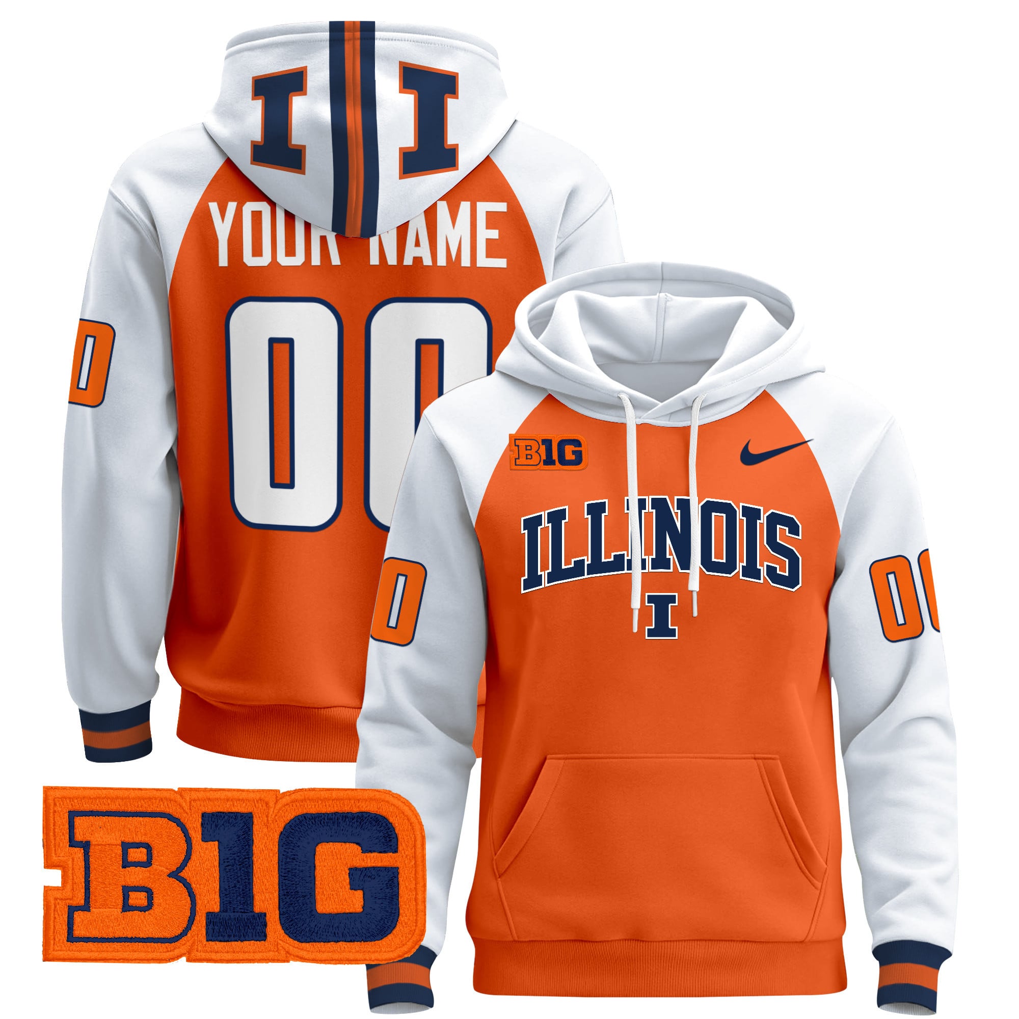 Illinois Fighting Illini 2024 Custom Pullover Hoodie V2