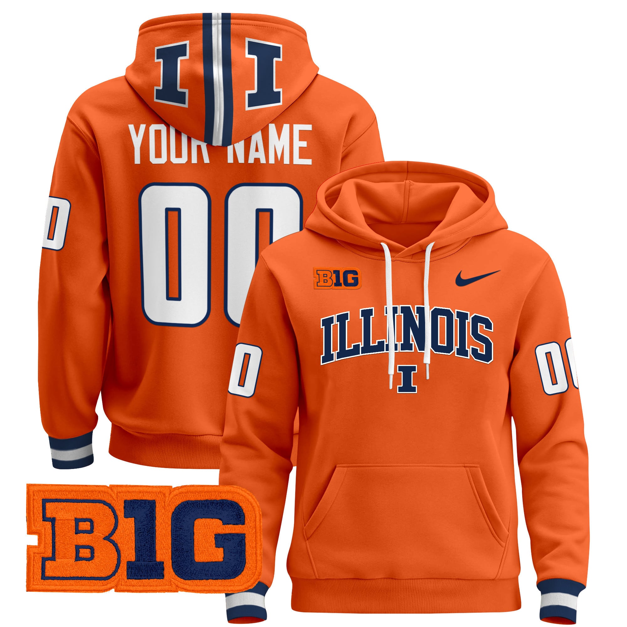 Illinois Fighting Illini 2024 Custom Pullover Hoodie V2