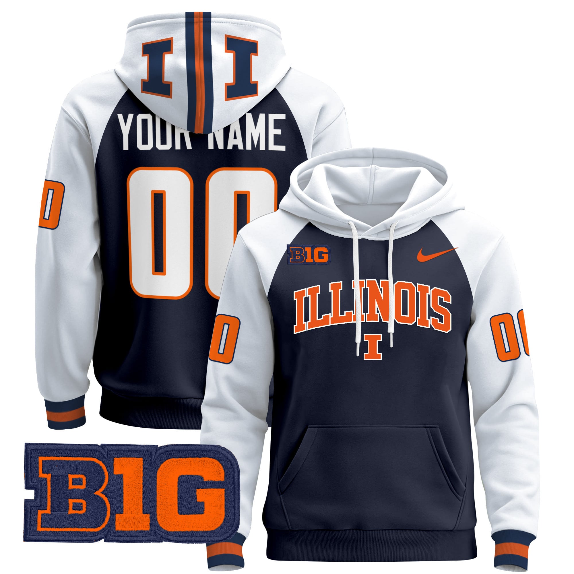 Illinois Fighting Illini 2024 Custom Pullover Hoodie V2